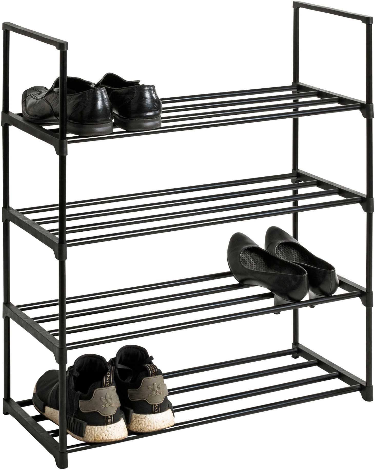 HAKU Schuhregal "Schuhaufbewahrung" rechteckig - aus Metall Schwarz - B/T/H 67/30/81 cm