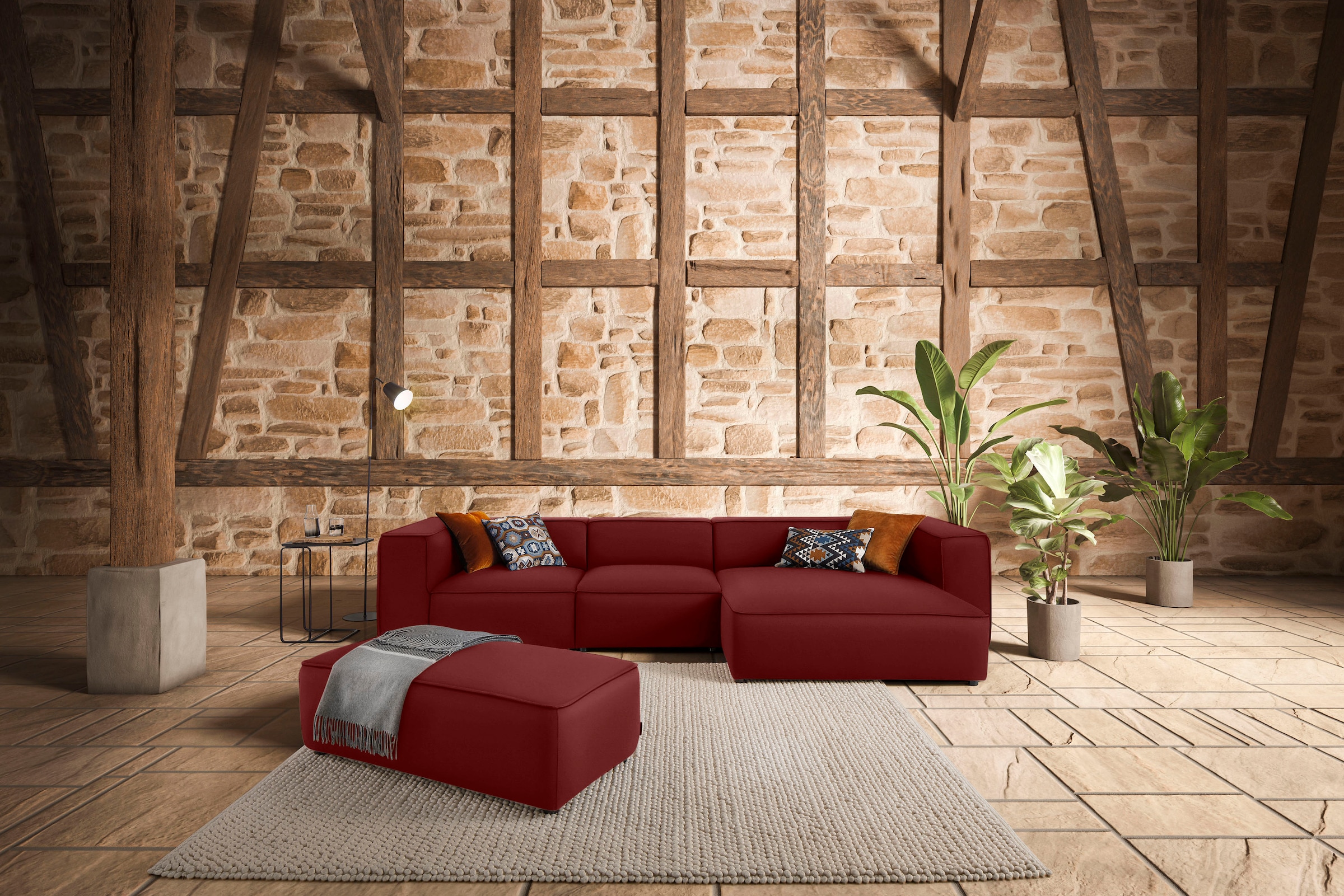 W.SCHILLIG Ecksofa "around-the-block Mega Sofa, viel Platz und hoher Sitzkomfort, L-Form" mit eleganter Biese, mit Federkern, Breite 341 cm