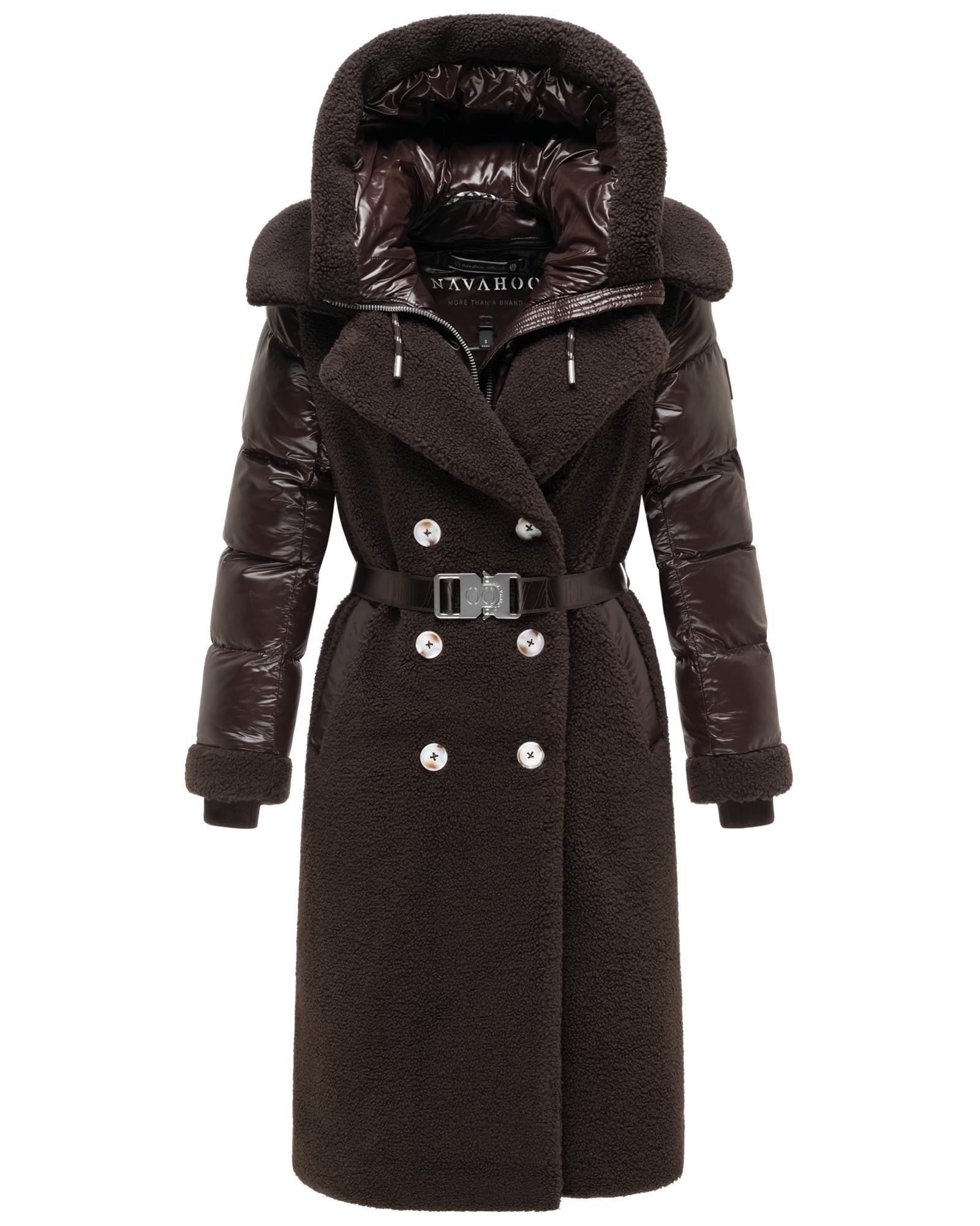Navahoo Wintermantel »Kuscheltraum 14« Modischer Damen Plüschmantel aus angesagtem Materialmix