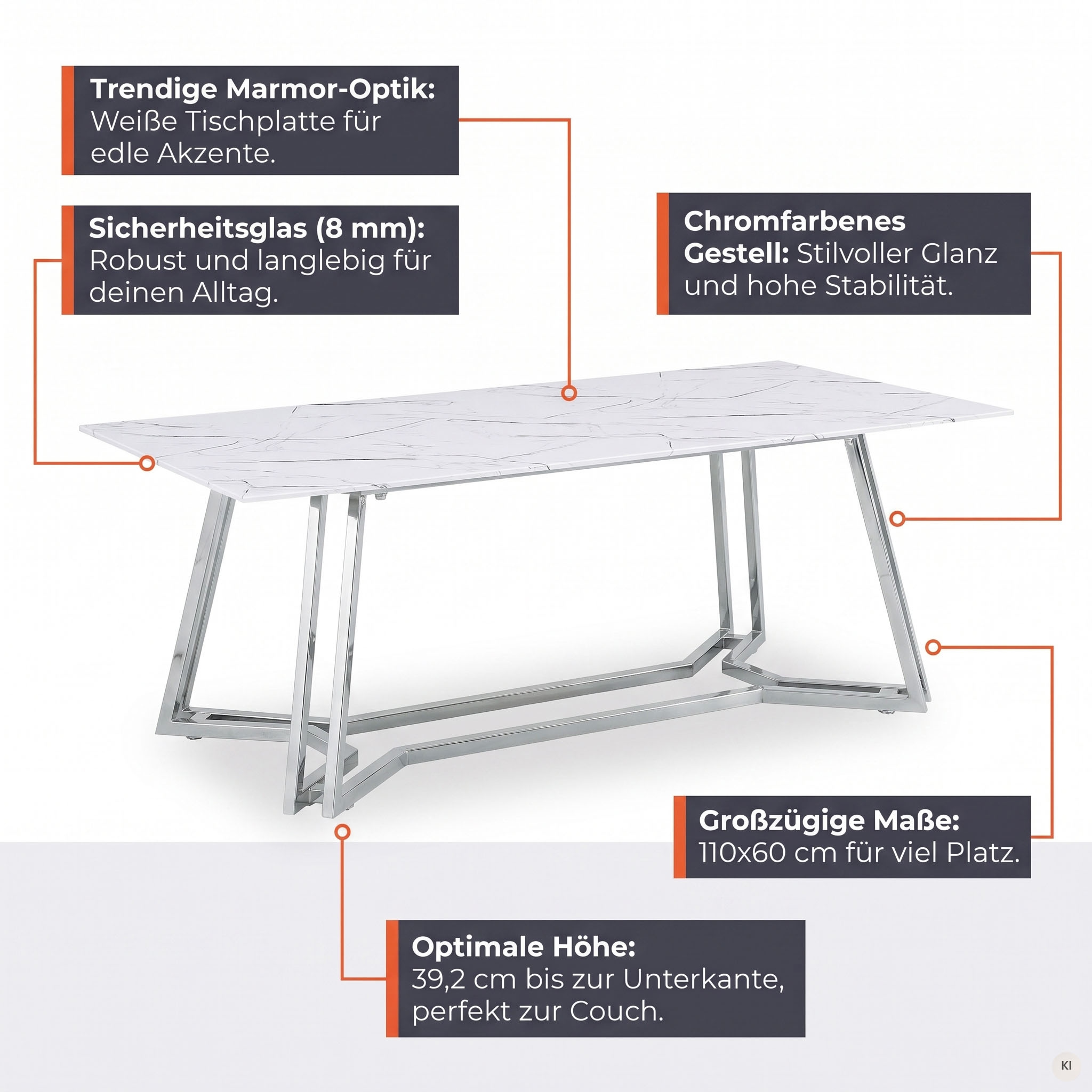 SalesFever Couchtisch »Wohnzimmertisch im eleganten Stil« Eleganter Chic mit marmoriertem Charme
