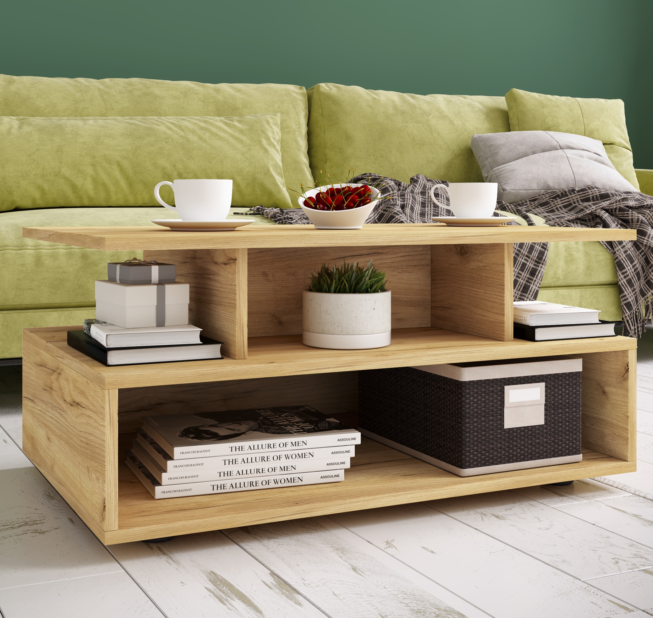 Couchtisch VCM "Holz Sofatisch Couchtisch Wohnzimmertisch Esila", braun (honig, eiche), B:80cm T:50cm, Tische, Couchtisch 2