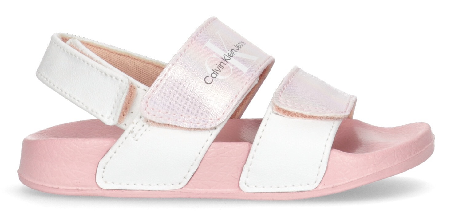 Calvin Klein Jeans Badesandale »VELCRO SANDAL«, Sommerschuh, Poolslides, Klettschuh, mit Schimmer