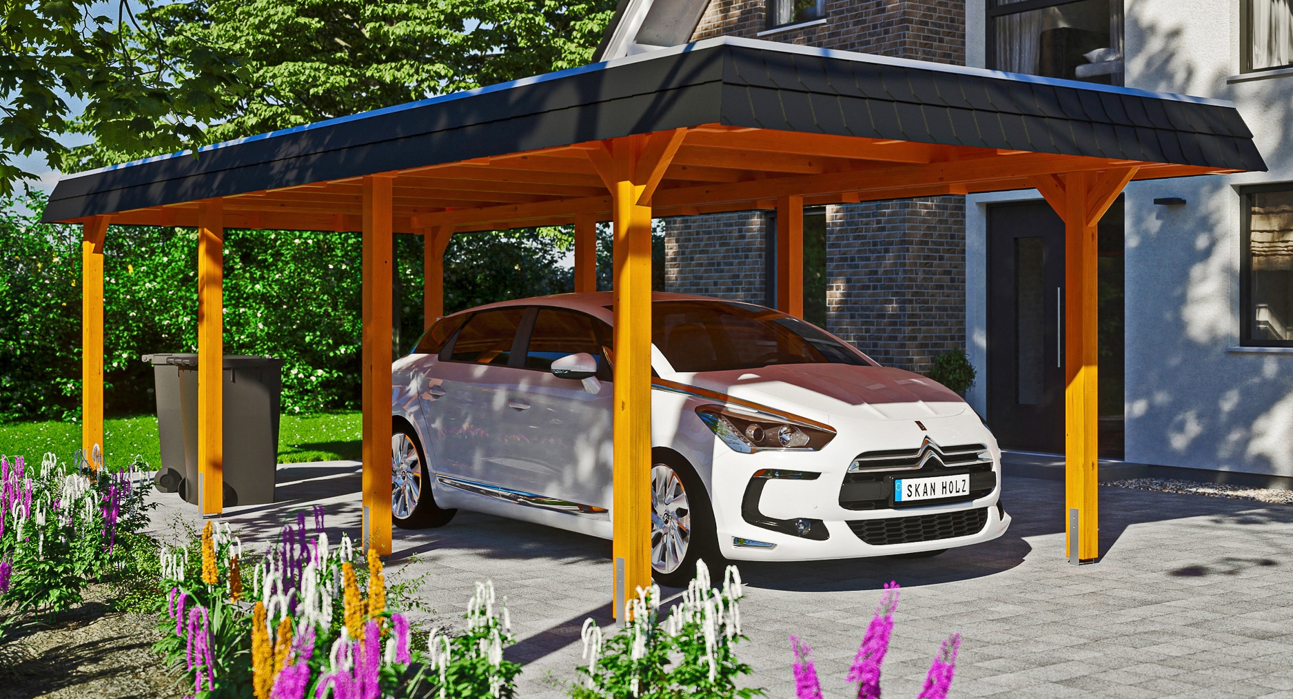 Skanholz Einzelcarport "Wendland" Leimholz 291 cm hellbraun