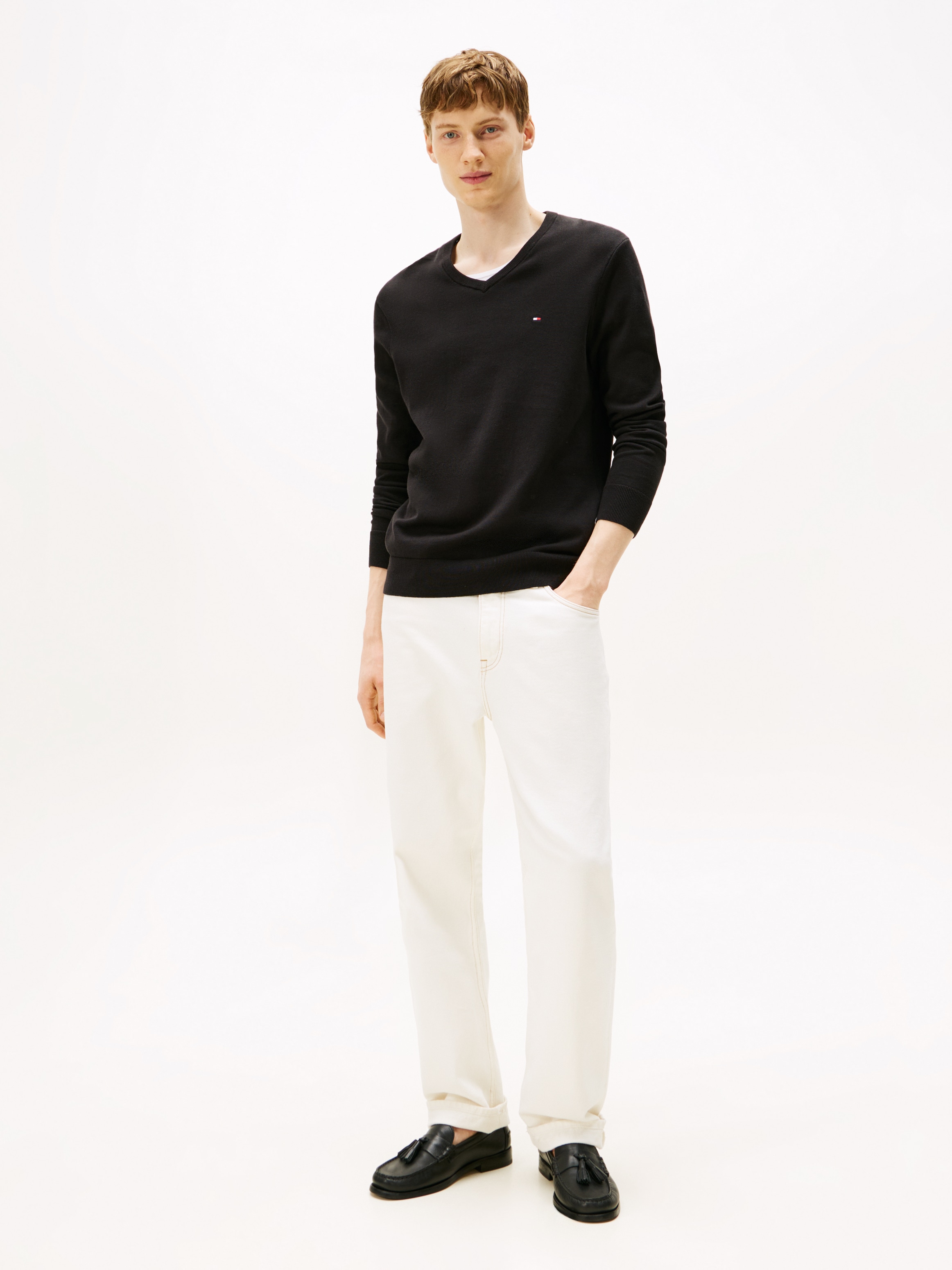Tommy Hilfiger Strickpullover »ESSENTIAL COTTON V NECK«