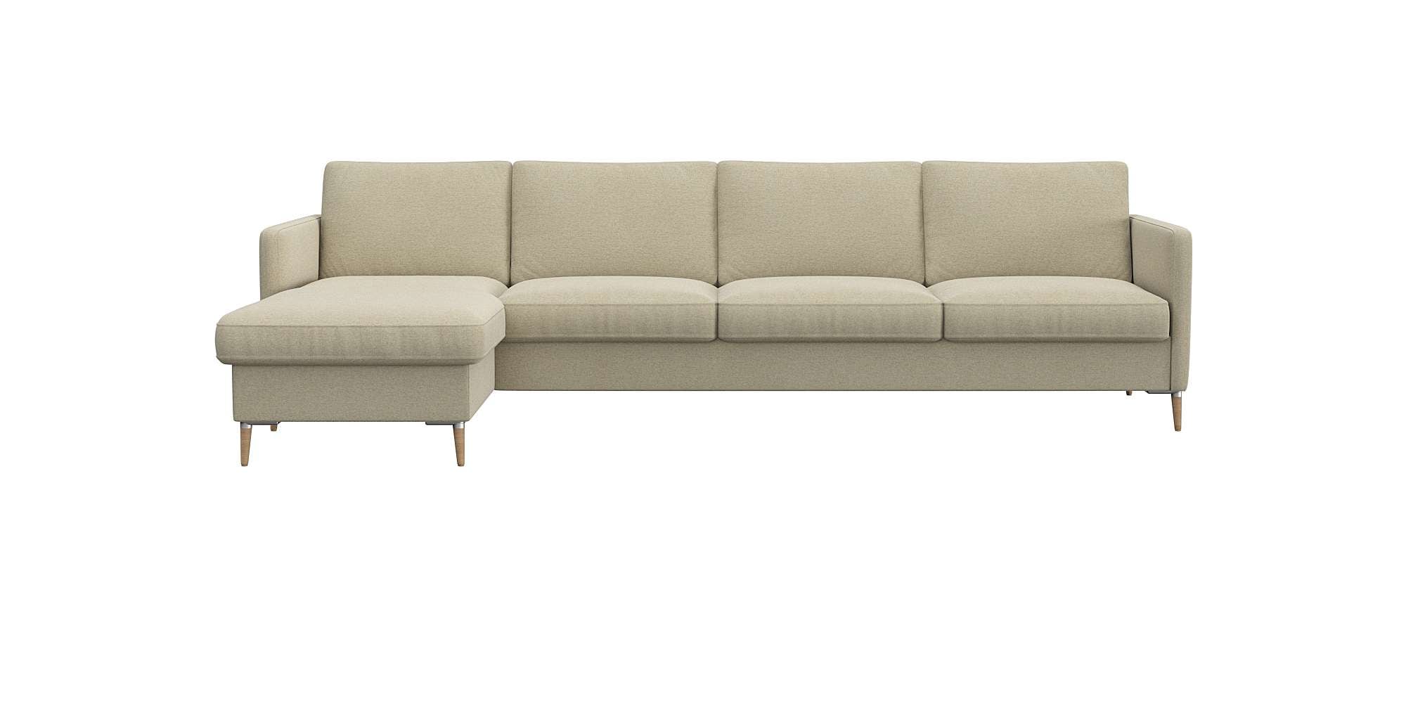 FLEXLUX Ecksofa "Fiore, super Sitzkomfort durch Kaltschaum im Sitz, L-Form" schmale Armlehnen, Füße Alu+ Eiche