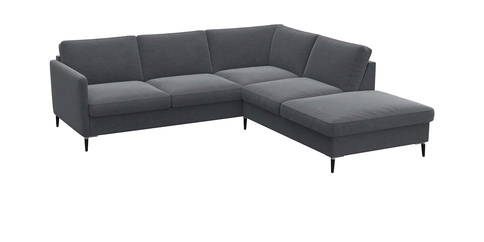 FLEXLUX Ecksofa »Fiore, L-Form«, schmale Armlehnen, Füße Alu/schwarz, B/T 234/225cm, Kaltschaum im Sitz