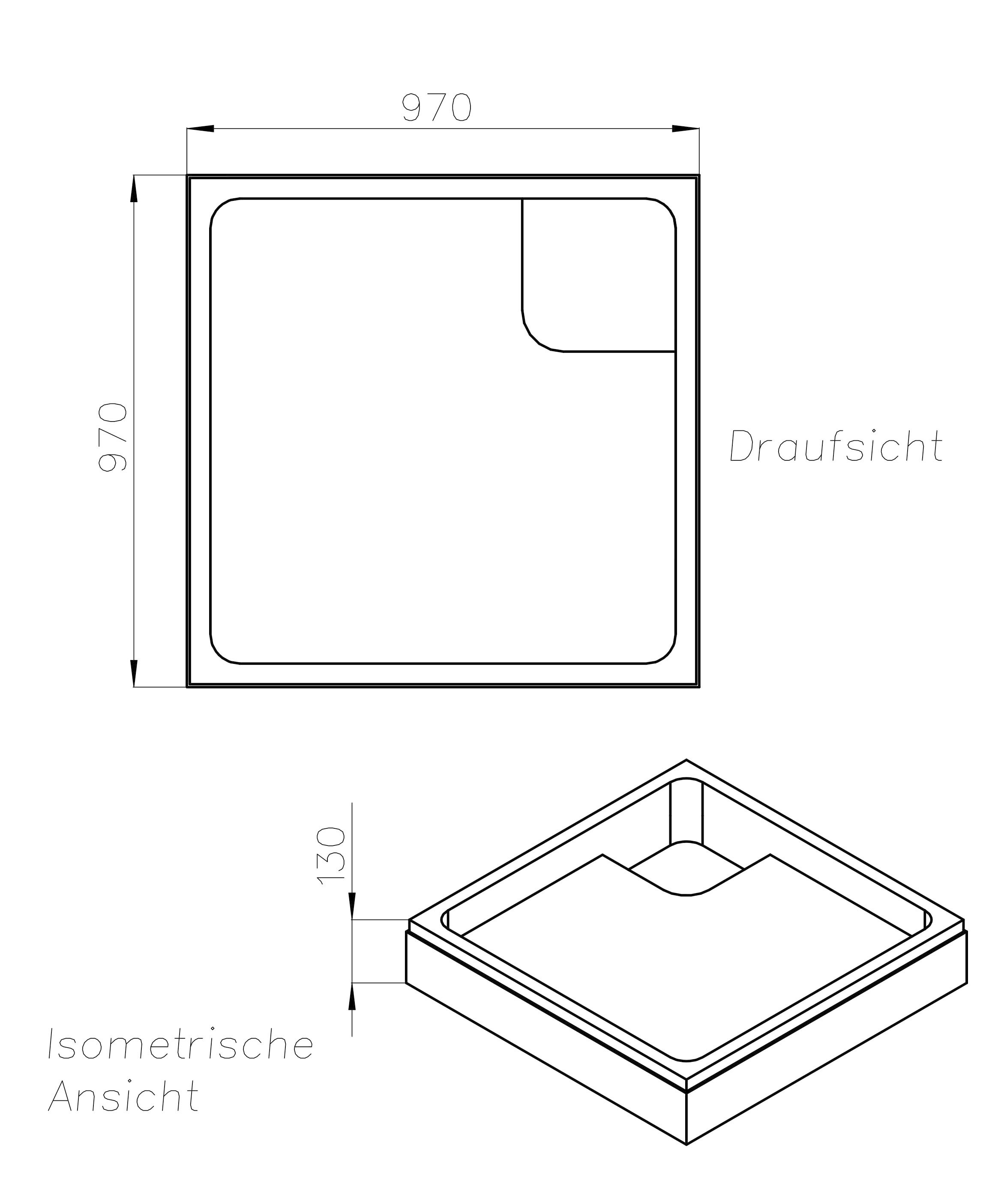 OTTOFOND Duschwanne, (Set), 100x100x3 cm, mit Wannenträger, Ablaufgarnitur und Fugendichtband