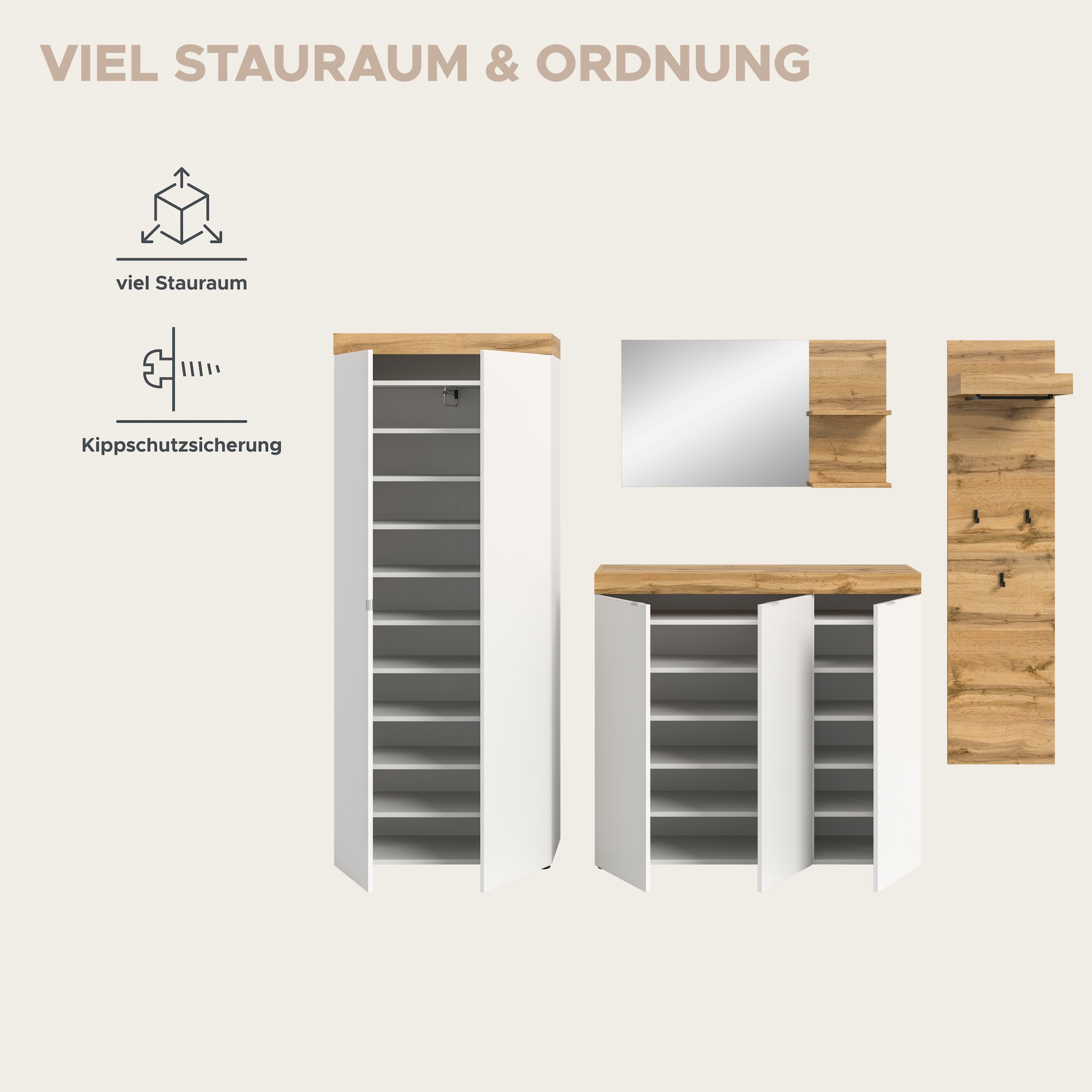 OTTO home Garderoben-Set »MAMBO II, 4-teilig, TOPSELLER!, hängend oder stehend montierbar« 4 Stk. tlg.