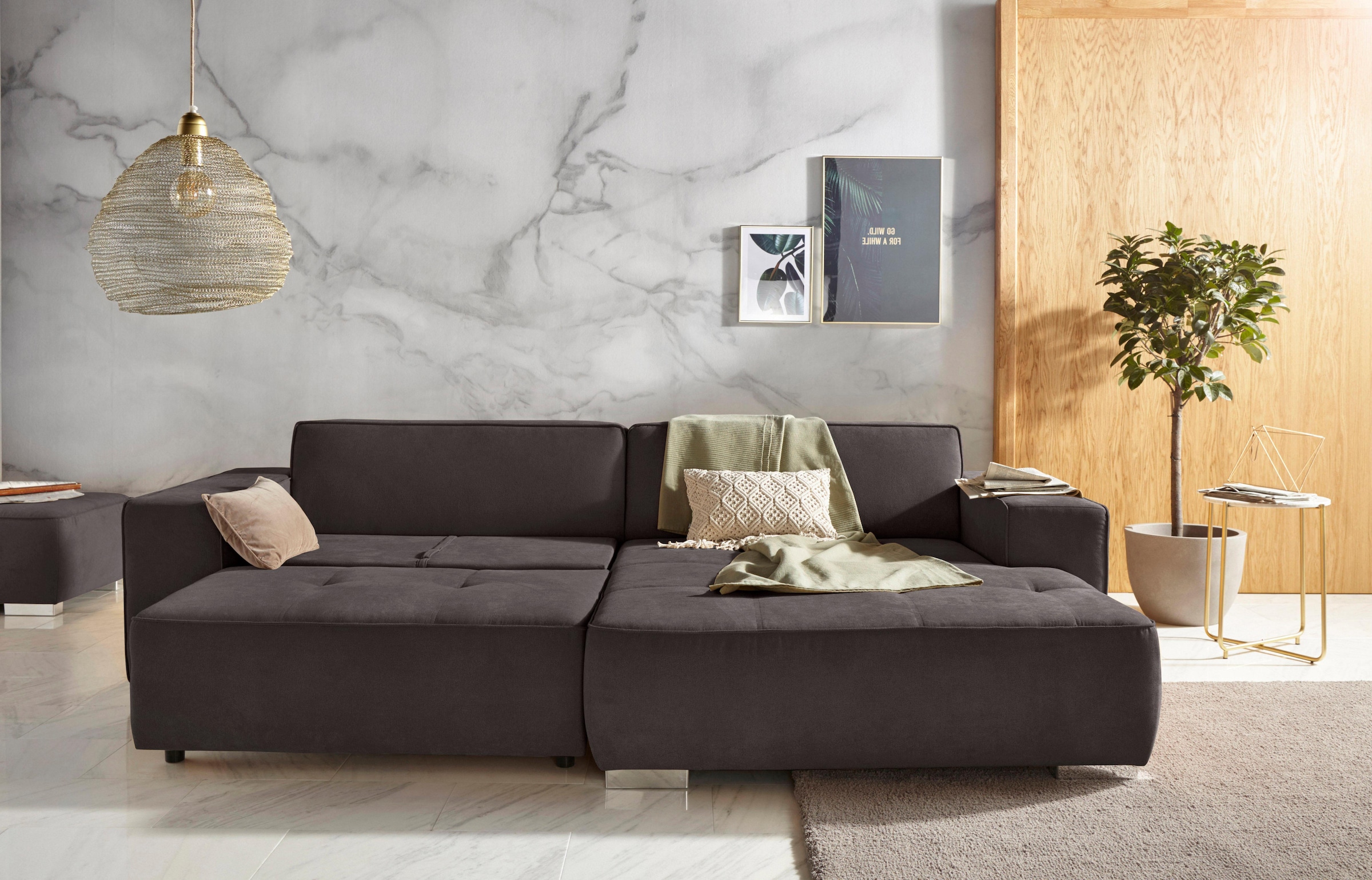 INOSIGN Ecksofa "Sapporo L-Form", wahlweise Bettfunktion oder Sitztiefenver günstig online kaufen