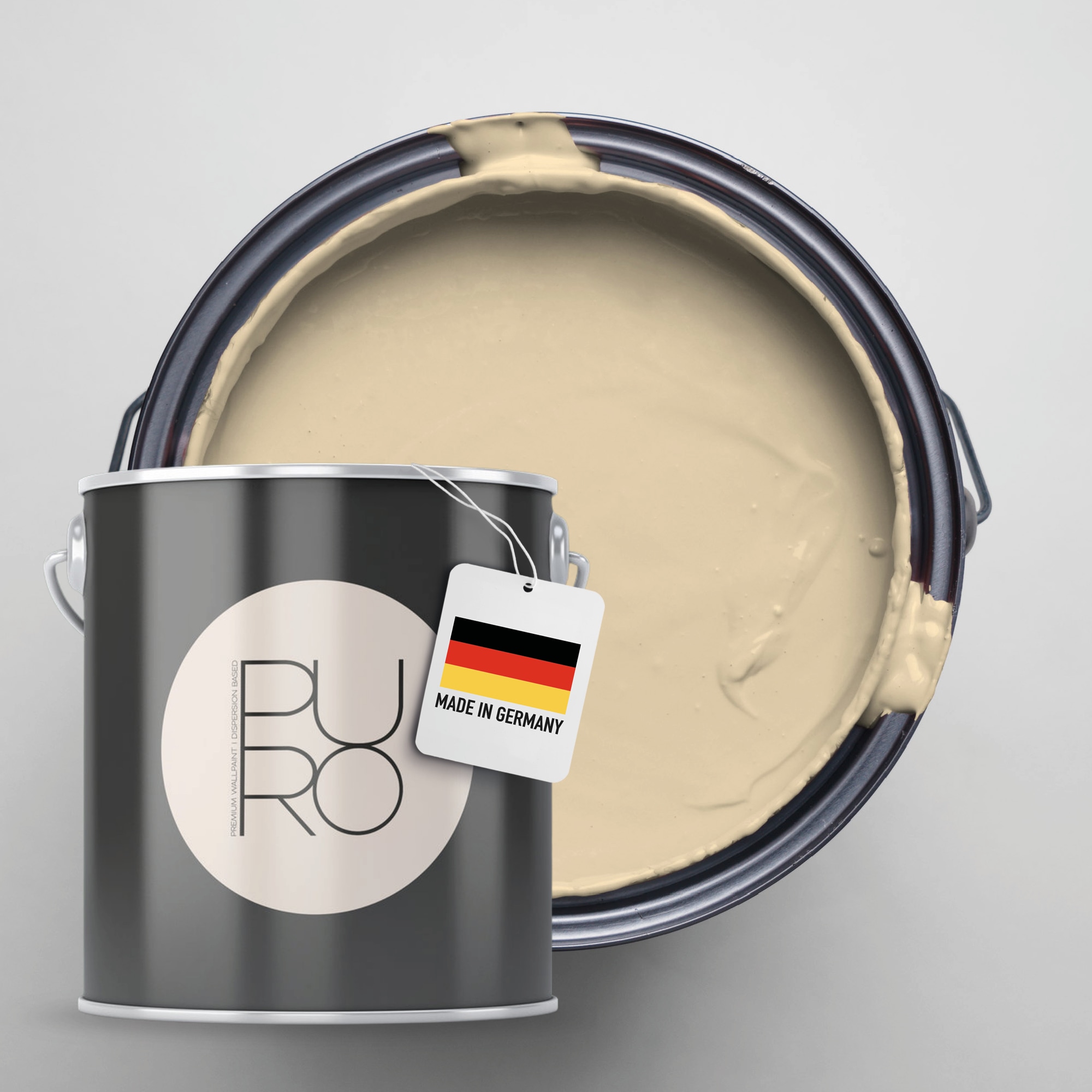 A.S. CRÉATION Wandfarbe "Premium Innenwandfarbe PURO Tuchmatt sandy beige", 2,5 l 2,5ml, beige, Farben, ideal für Wohnzimmer, Schlafzimmer, Flur und
