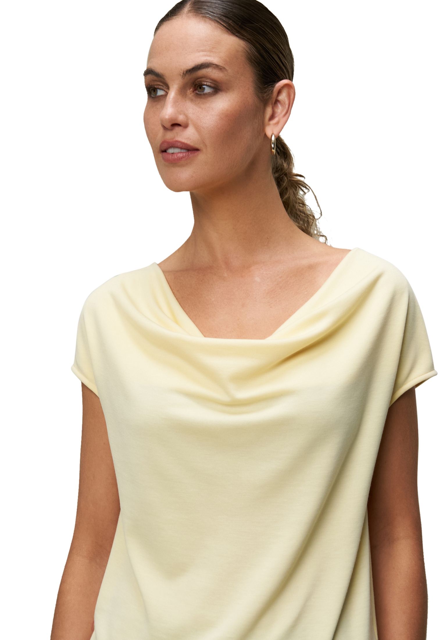 Zero T-Shirt »zero Jerseyshirt mit Wasserfallausschnitt«, (1 tlg.), drapiert /gerafft