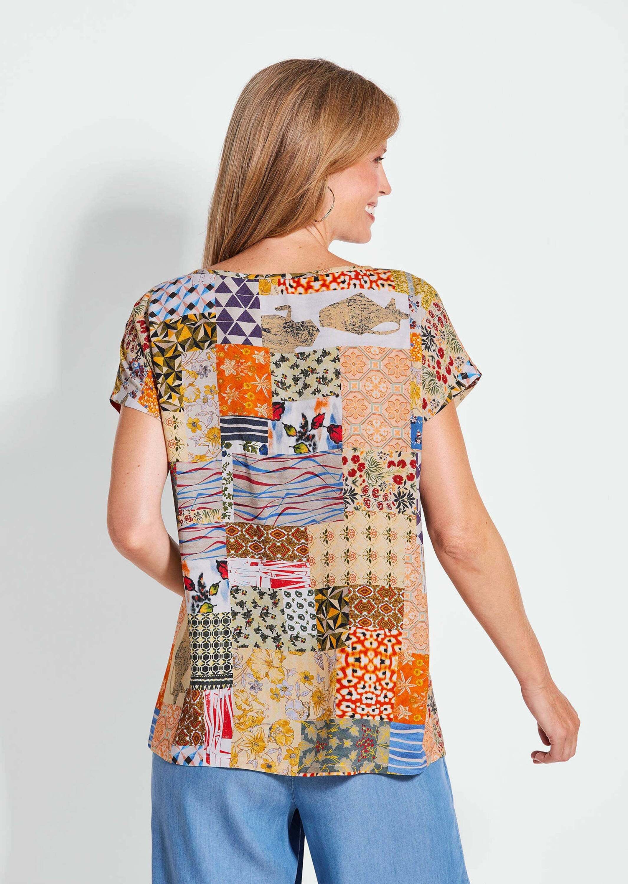 GOLDNER Schlupfbluse »Luftige Viskosebluse mit Patch-Print«