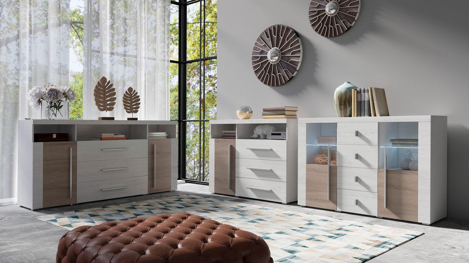 INOSIGN Sideboard »Roger,Breite 182cm, stilvolle Schrank, 2 Holztüren 3 Schubladen«, Kommode mit viel Stauraum, Einlegeböden verstellbar