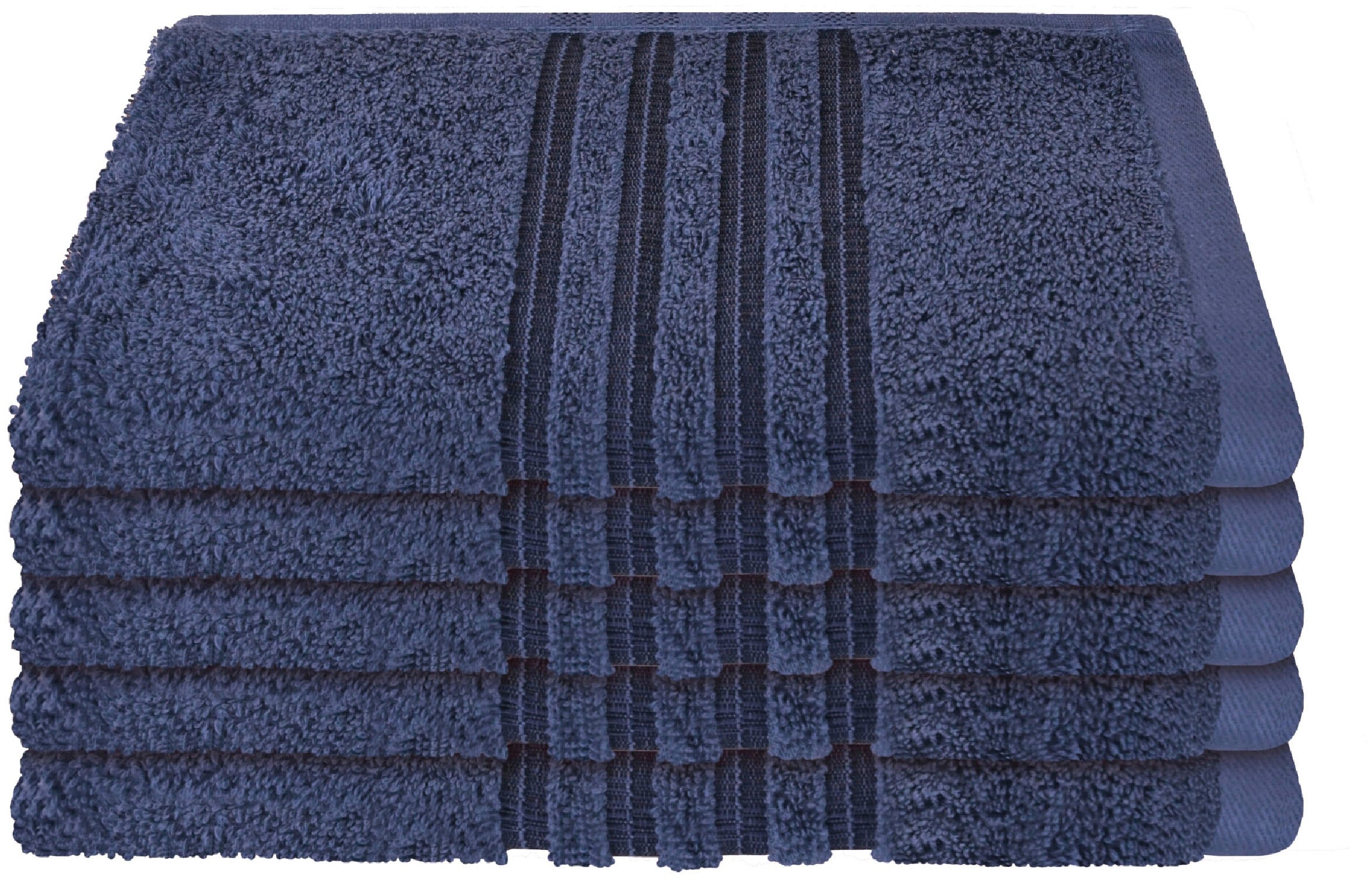 Schiesser Gästehandtücher »Milano aus 100% Baumwolle mit eleganter Bordüre in Hoch-Tief-Optik«, (Set, 5 St., 5er Set Gästehandtücher 30 x 50 cm), Made in Green