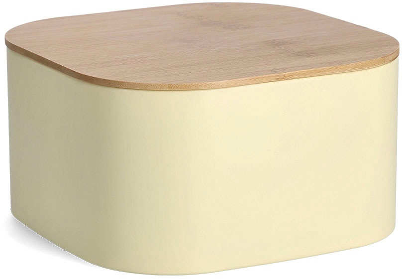 ZELLER PRESENT Brotkasten, B:26,5cm H:14,5cm, gelb, Lebensmittelaufbewahrungsbehälter, mit Bambusdeckel