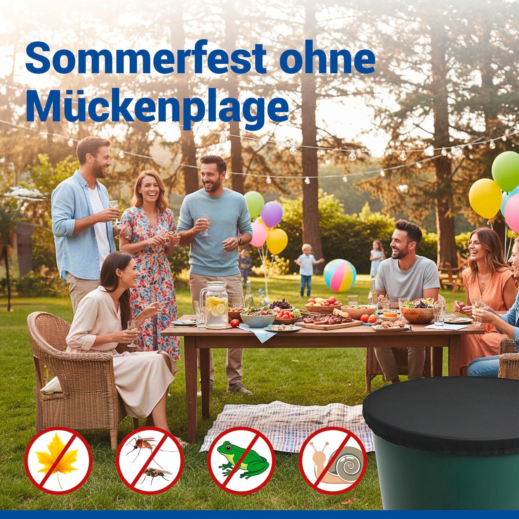 Maximex Regentonnendeckel »Regentonnennetz, Ø 95 cm« gegen Schmutz, Blätter und Ungeziefer, mit Zugband