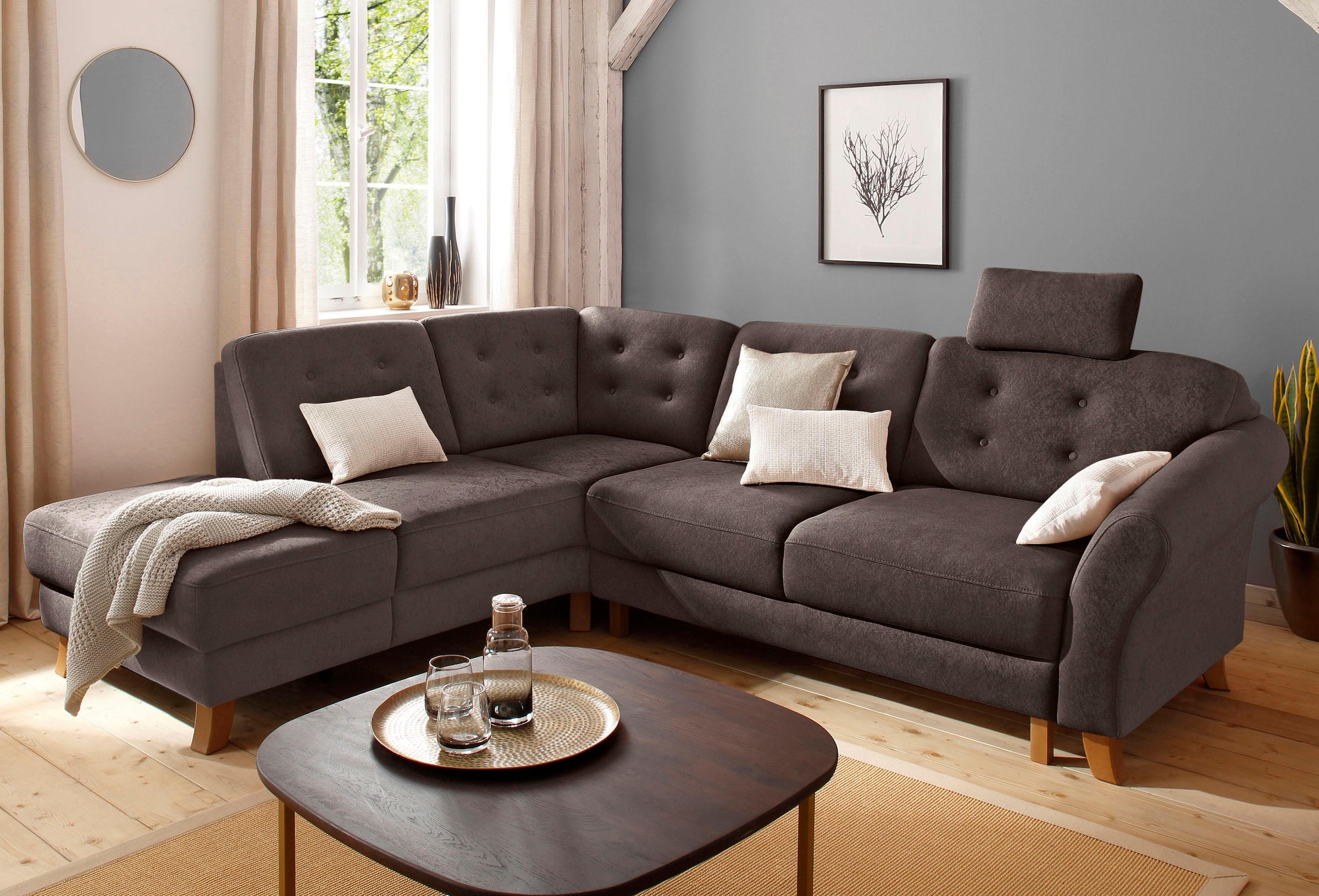 OTTO home Ecksofa "Trondheim L-Form, B: 260 cm, Federkern, Komfortsitz" optional Schlaffunktion und Stauraum, Eckcouch frei stellbar