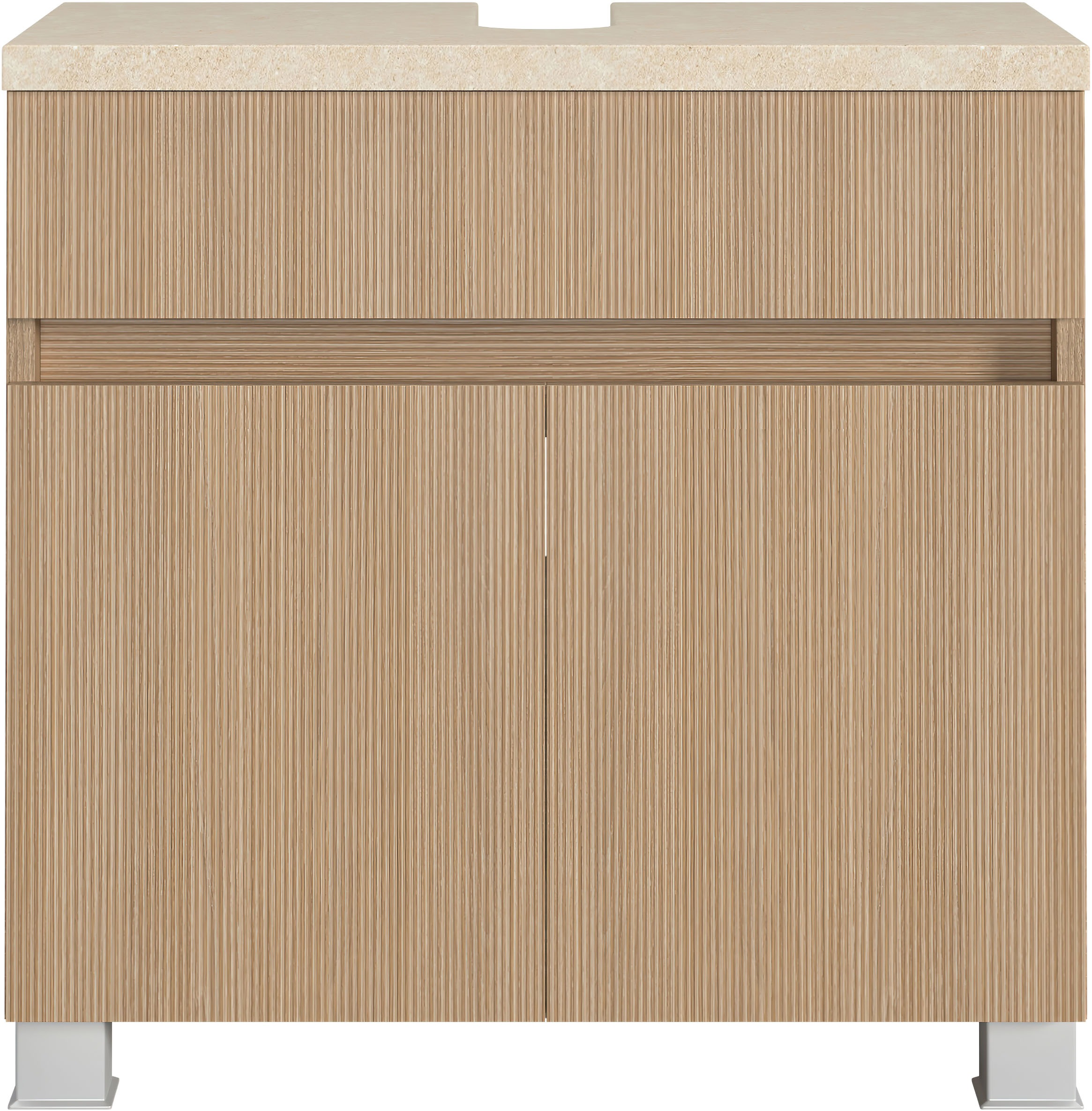 Thumbnail - welltime Waschbeckenunterschrank "EIXO, 2 Türen, 1 feste Blende, Siphonausschnitt BxT: ca. 81x195 mm"