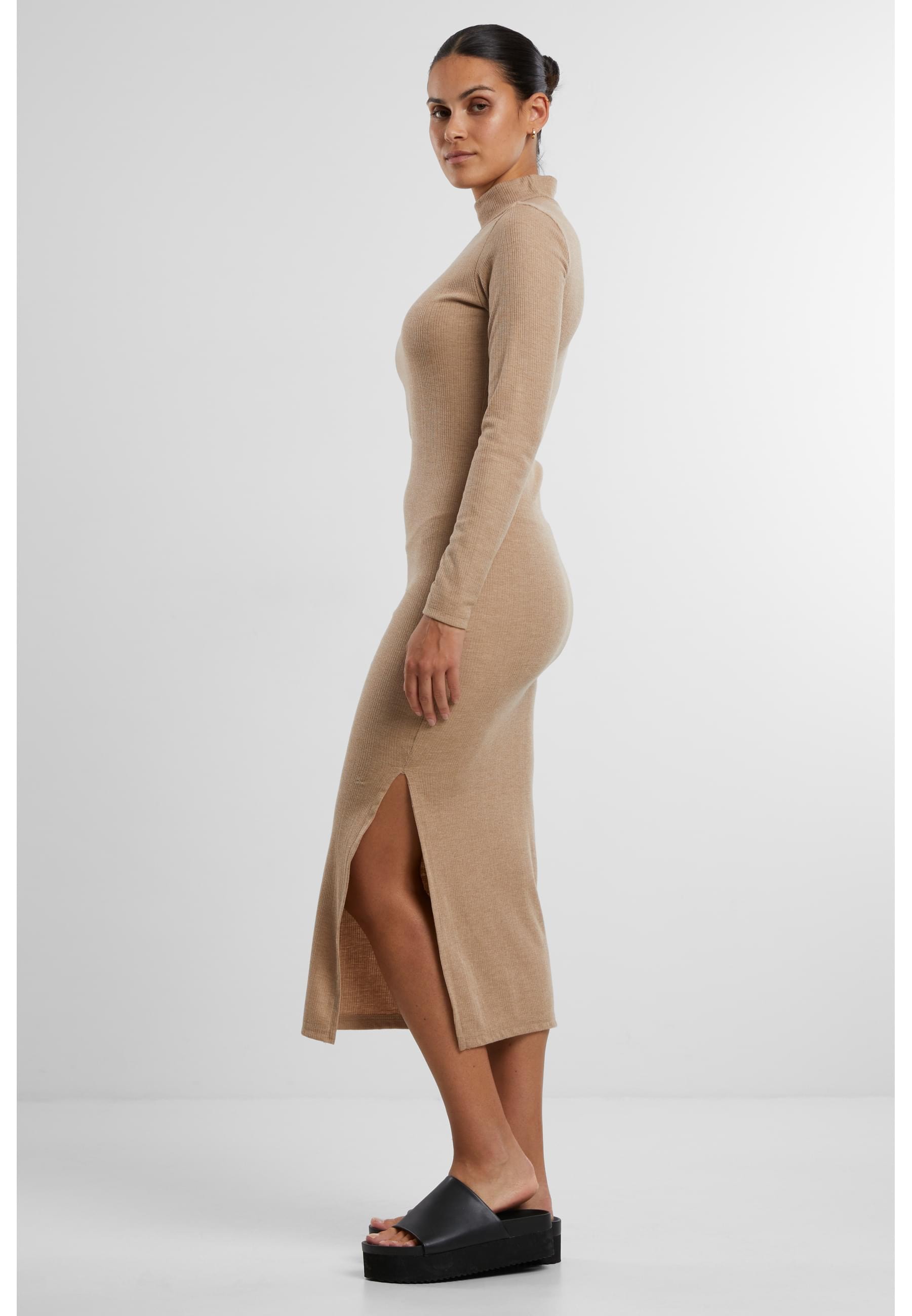 URBAN CLASSICS Shirtkleid »Urban Classics Ladies Rib Longlseeve Mockneck Dress«, (1 tlg.)