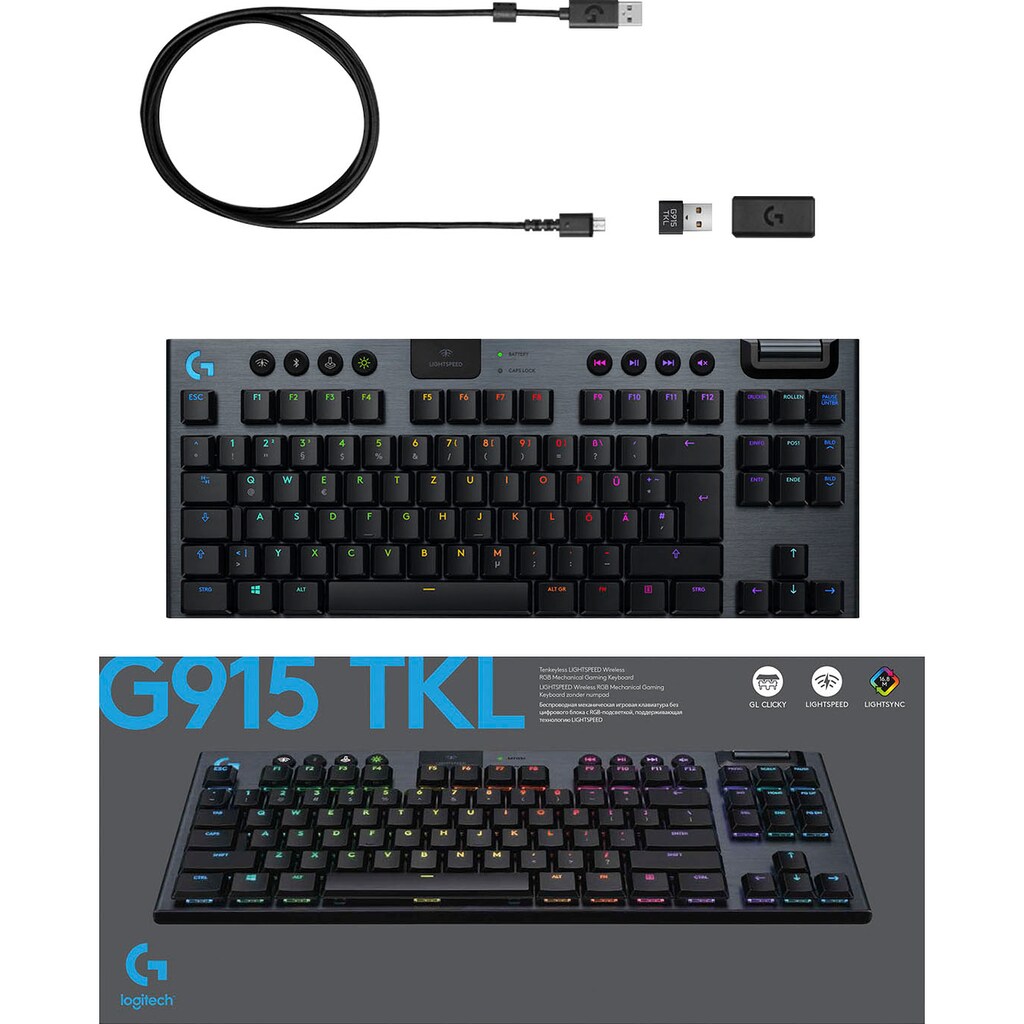 Logitech Gaming-Tastatur »G915 TKL Tenkeyless LIGHTSPEED«, (Multimedia-Tasten-Fn-Tasten-USB-Anschluss)