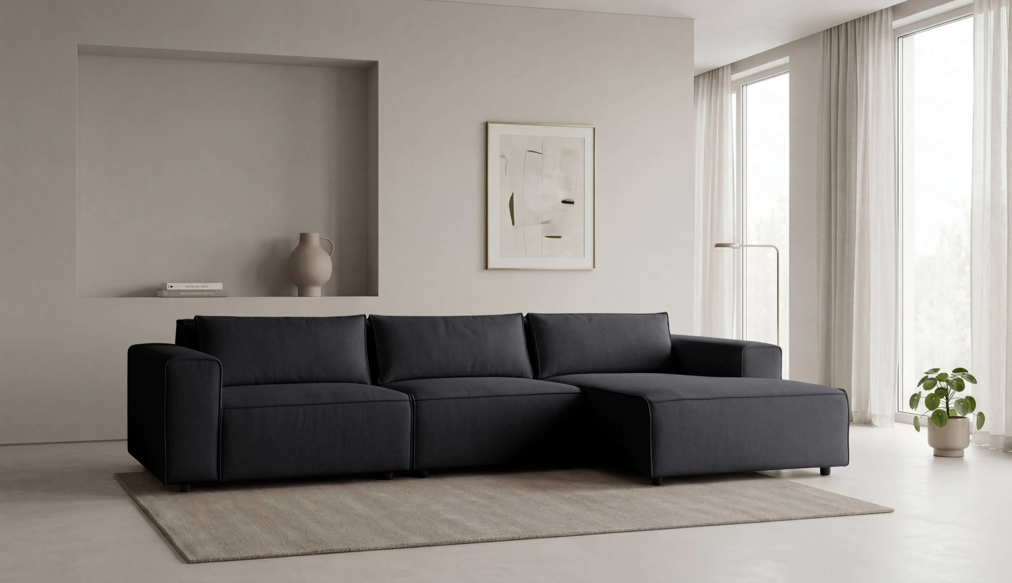 OTTO home Ecksofa "Jorrena, extra weicher Chenille-Stoff" L-Form, 3 Komfortstufen, Breite 316 cm, mit Wellenunterfederung
