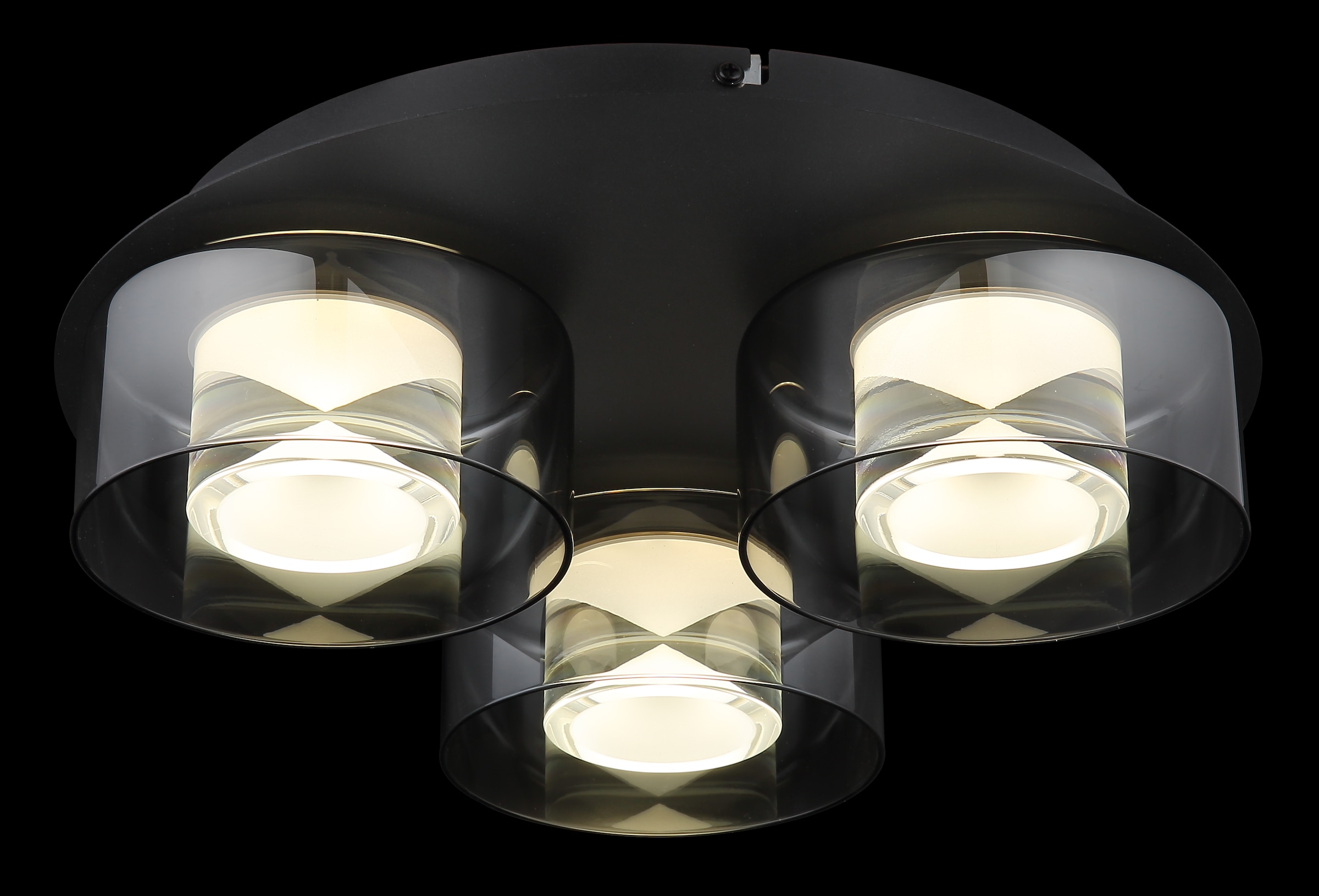 GLOBO LIGHTING LED Deckenleuchte »BELINDA«, Leuchtmittel LED-Modul | LED fest integriert, Deckenlampe/Glas rauchfarben/4000K/ ø: 380mm/Wohnzimmer