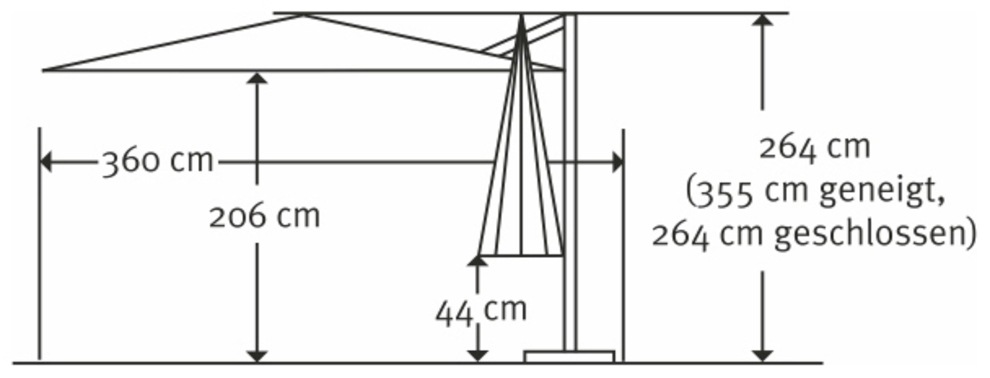 Schneider Schirme Ampelschirm »Rhodos Twist Woody«, BxL: 300x300 cm, Alu/Polyester, inkl. Plattenständer/Schutzhülle