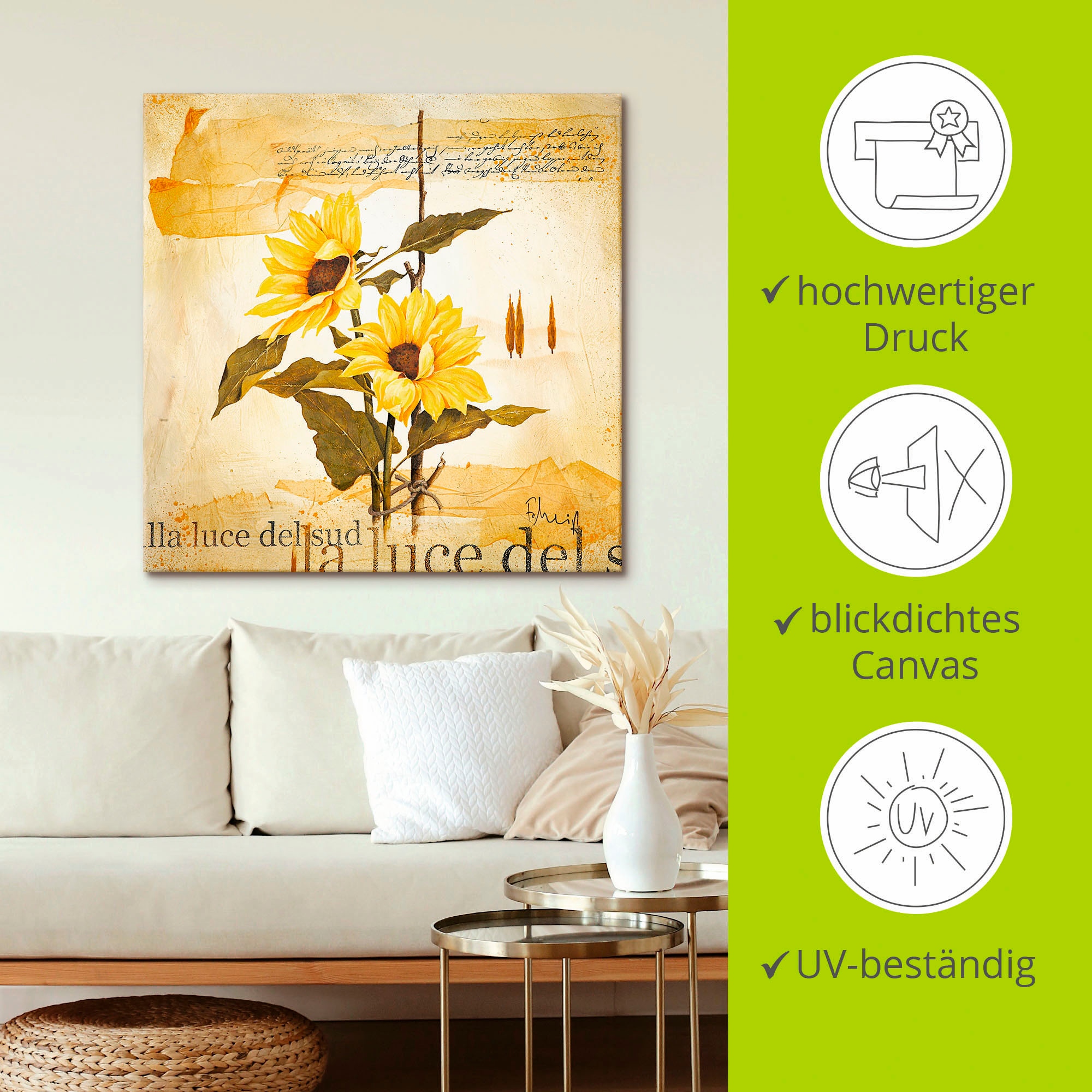Artland Leinwandbild »Licht des Südens«, Blumen, (1 St.), auf Keilrahmen gespannt