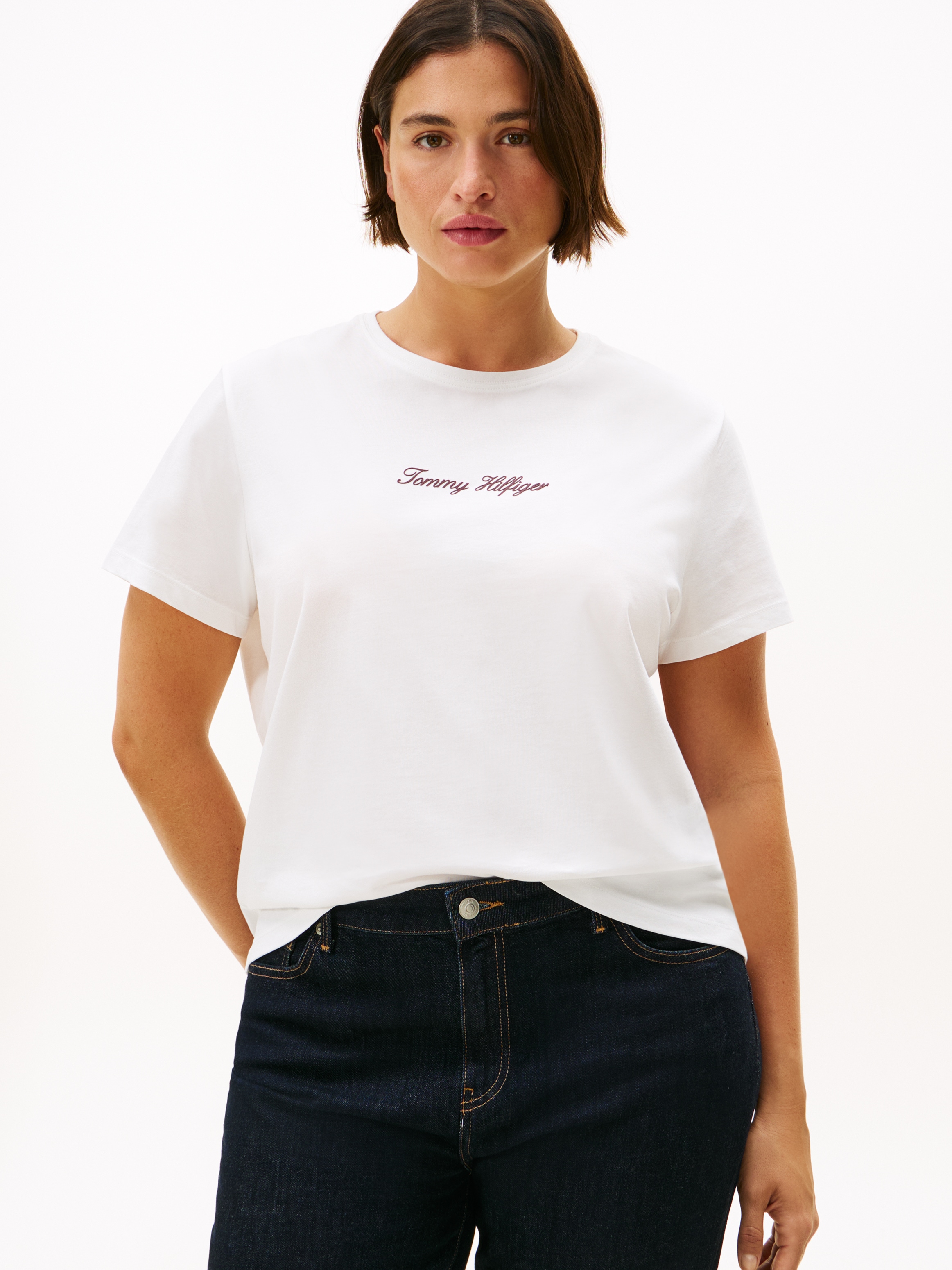 Tommy Hilfiger Curve Kurzarmshirt "CRV CLASSIC SCRIPT REG SS TEE", in große günstig online kaufen