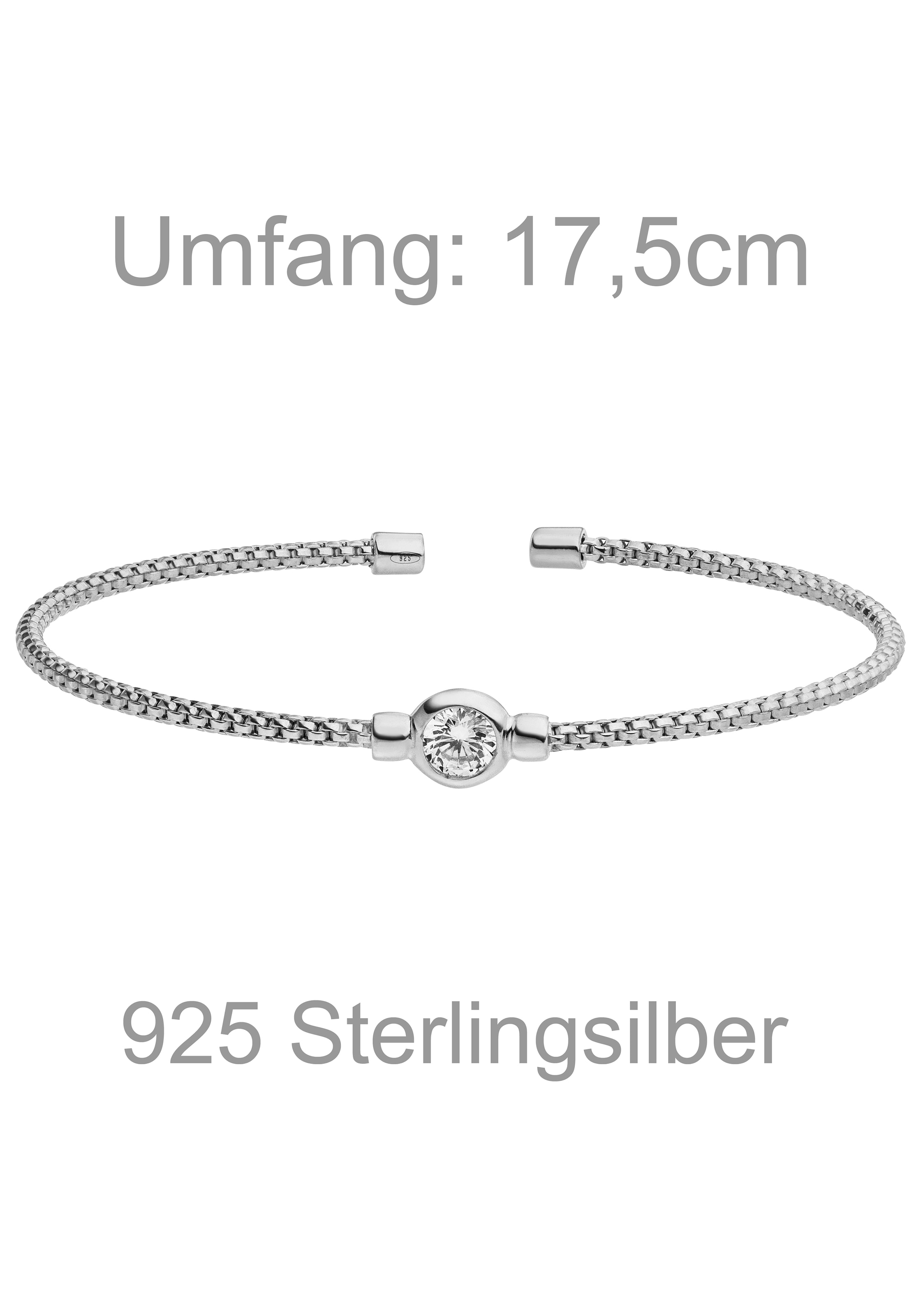 JOBO Armspange »offener Armreif« 925 Silber mit Zirkonia 17,5 cm