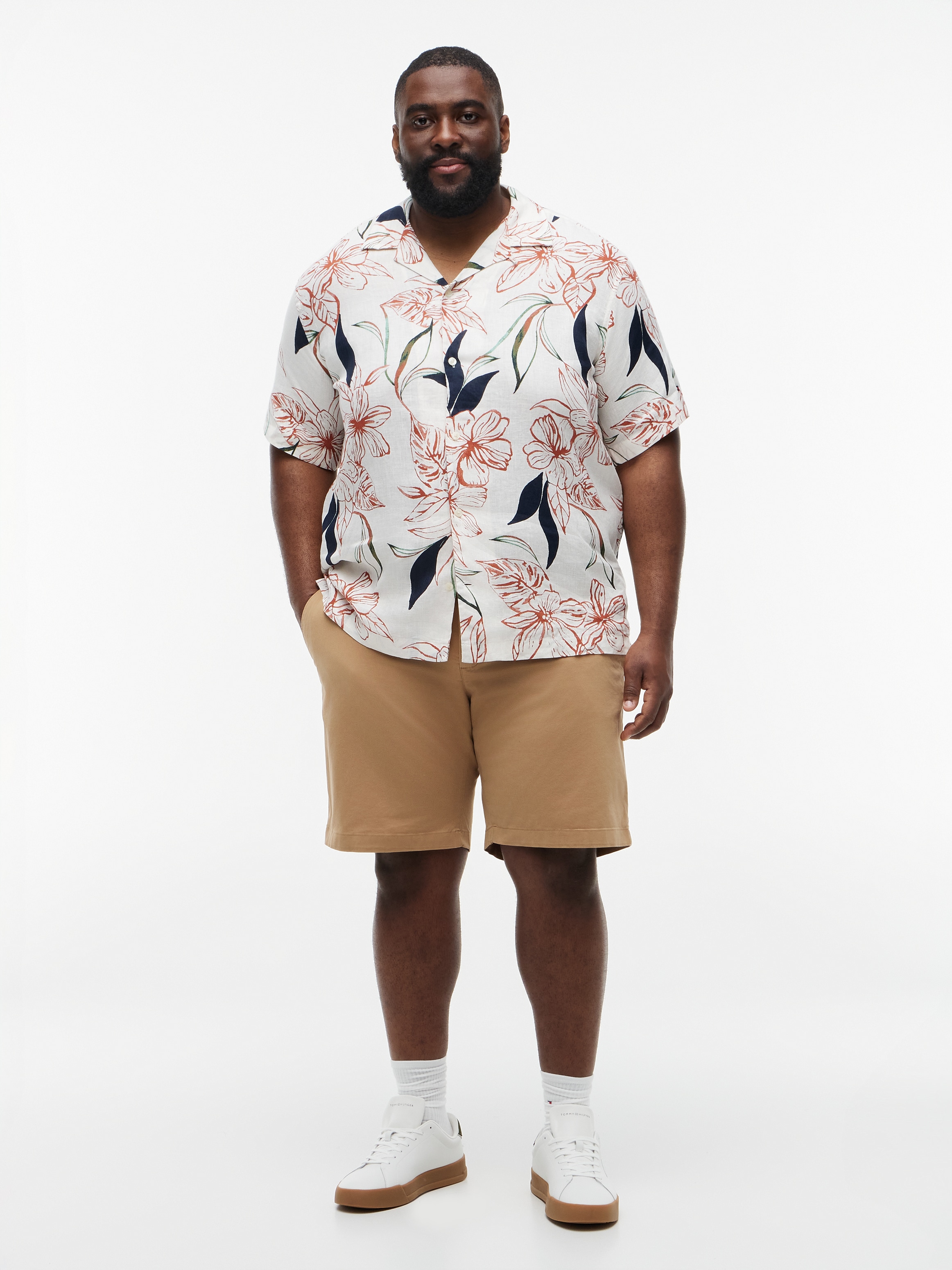 Tommy Hilfiger Big & Tall Kurzarmhemd »BT-LINEN RESORT PRINT REGULAR FIT« mit Tropen-Print, Große Größen