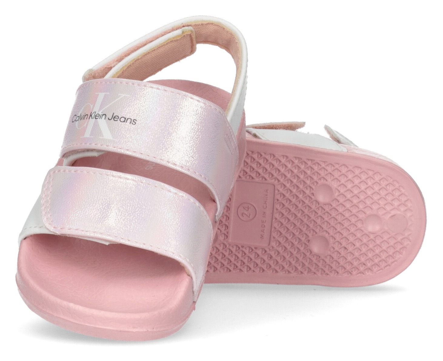 Calvin Klein Jeans Badesandale »VELCRO SANDAL«, Sommerschuh, Poolslides, Klettschuh, mit Schimmer