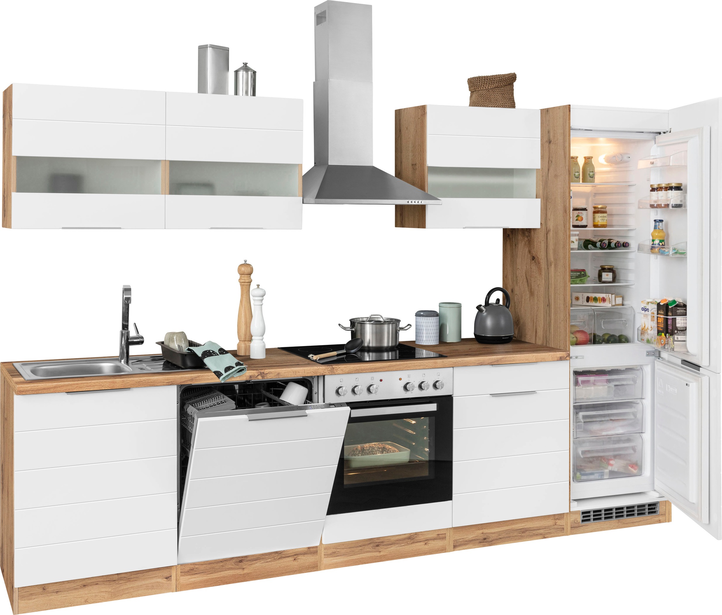 Thumbnail - KOCHSTATION Küchenzeile "KS-Luhe" 300 cm breit, wahlweise mit oder ohne E-Geräten, gefräste MDF-Fronten