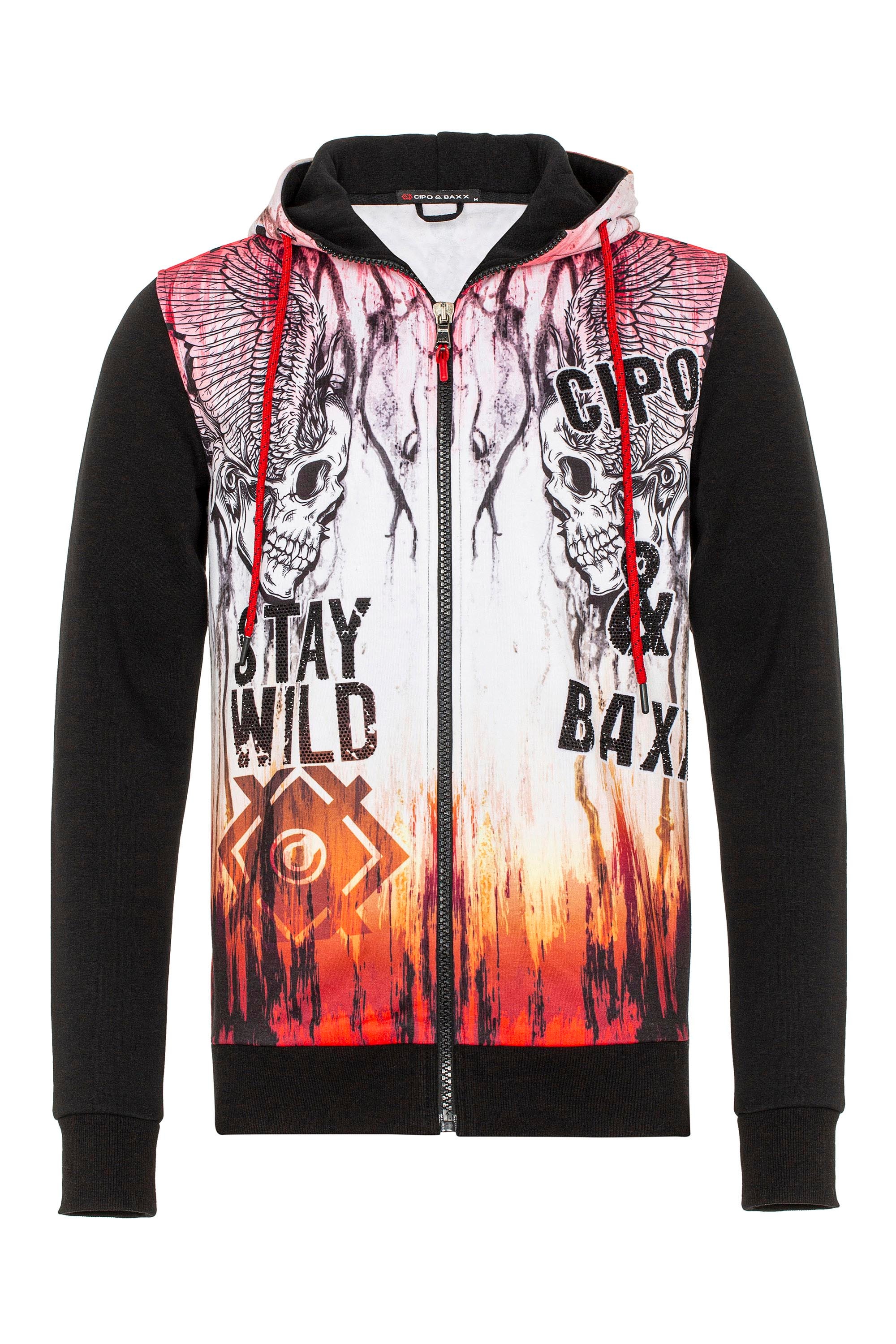 Cipo & Baxx Sweatjacke, mit coolen Totenkopf-Prints