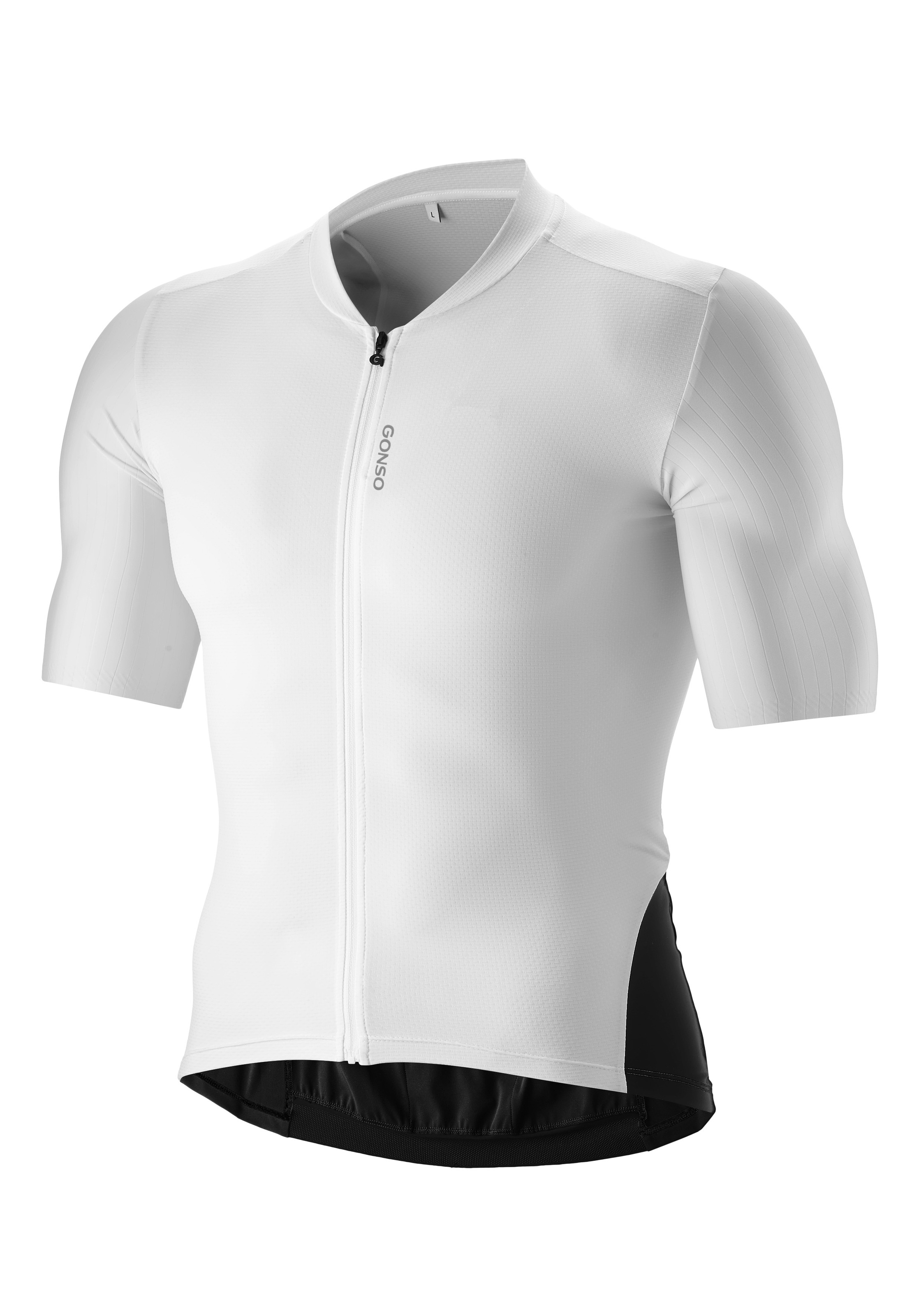 Radtrikot GONSO "SITIVO Jersey Red M", Herren, Gr. XS, weiß, 45% Polyamid, 35% Polyester, 20% Elasthan, Rundhals, Trikots, Herren Fahrradtrikot kurzarm, atmungsaktives Trikot mit Rückentasche 2