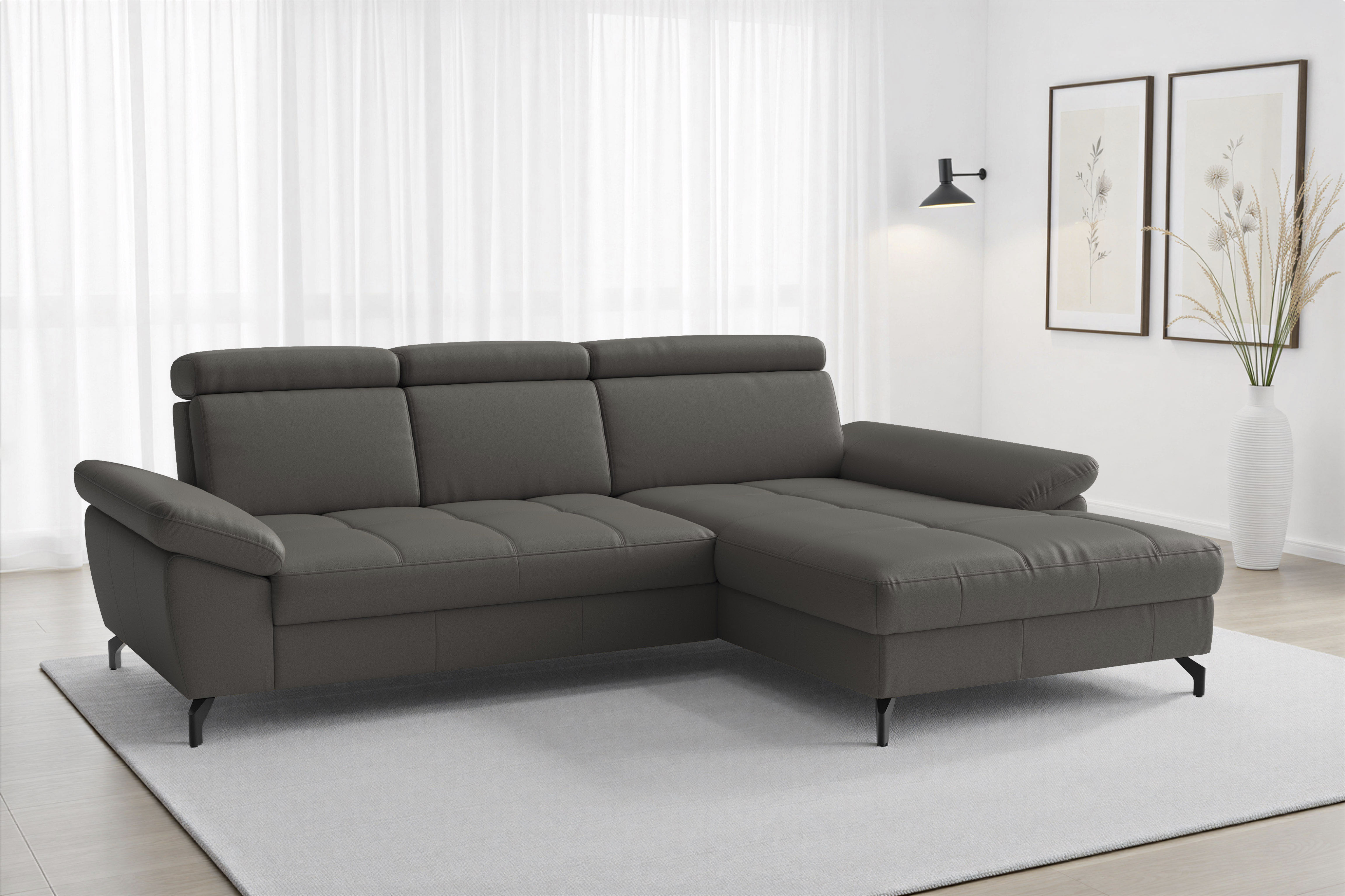 sit&more "Vanity L-Form, Leder, B: 264 cm, mit Sitz-, Kopf u. Armteilverstellung" Couch optional mit Schlaffunktion & Bettkasten, in Leder