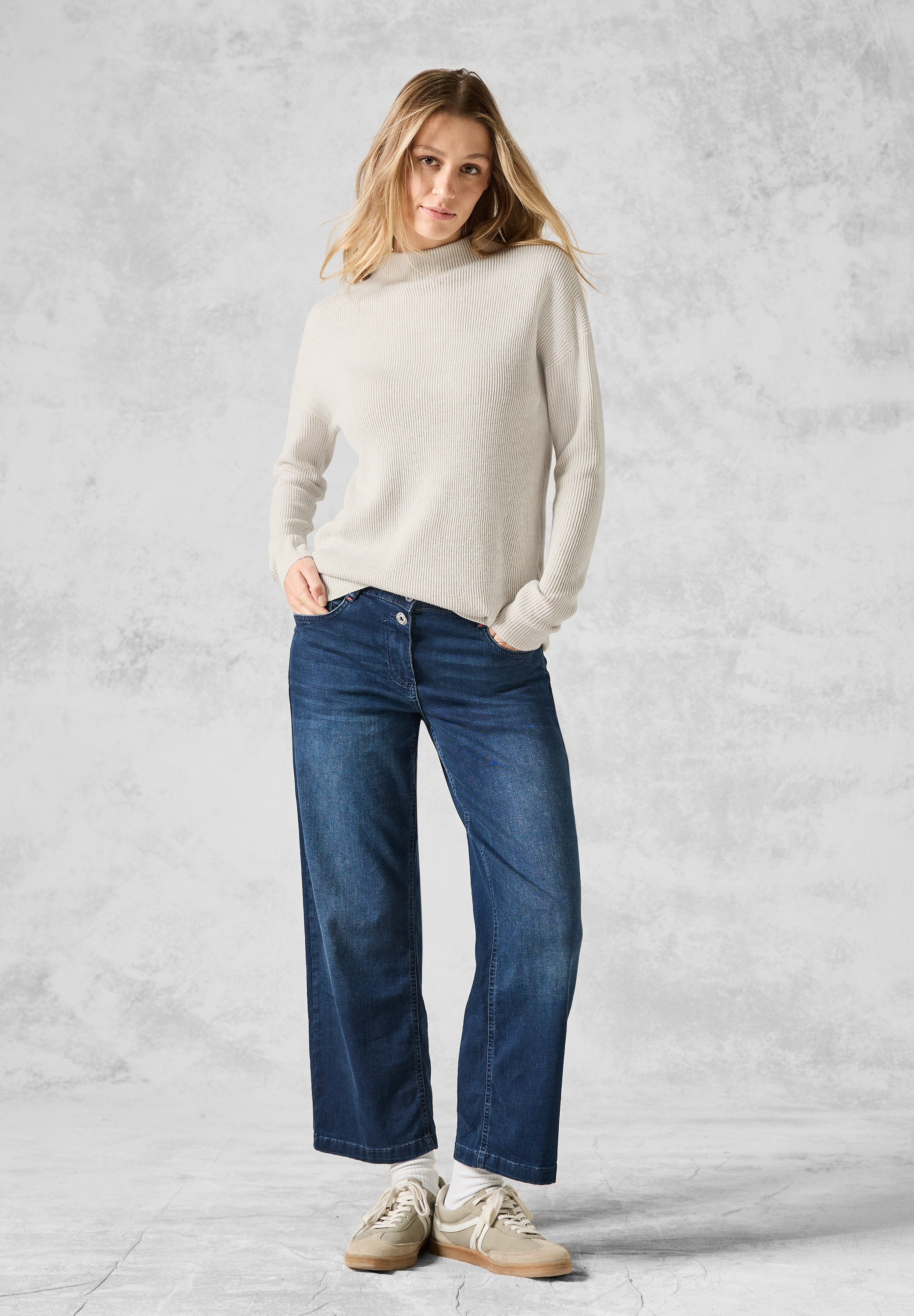 Cecil Strickpullover, mit Materialmix