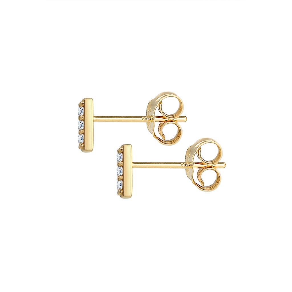 Elli DIAMONDS Paar Ohrstecker »Rechteck Geo Stab Diamant (0.09 ct) 585er Gelbgold«