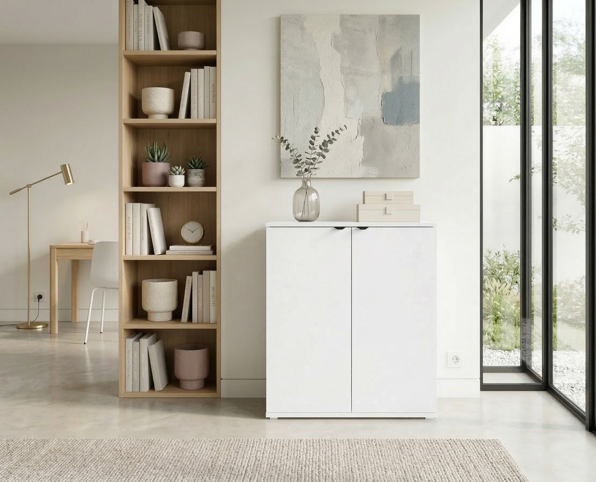 Home affaire Kommode »THALIANA Sideboard mit 2 Türen, modernes Design, Breite 60 cm« Schrank in 3 Farben erhältlich, schwarze Metallgriffe, viel Stauraum