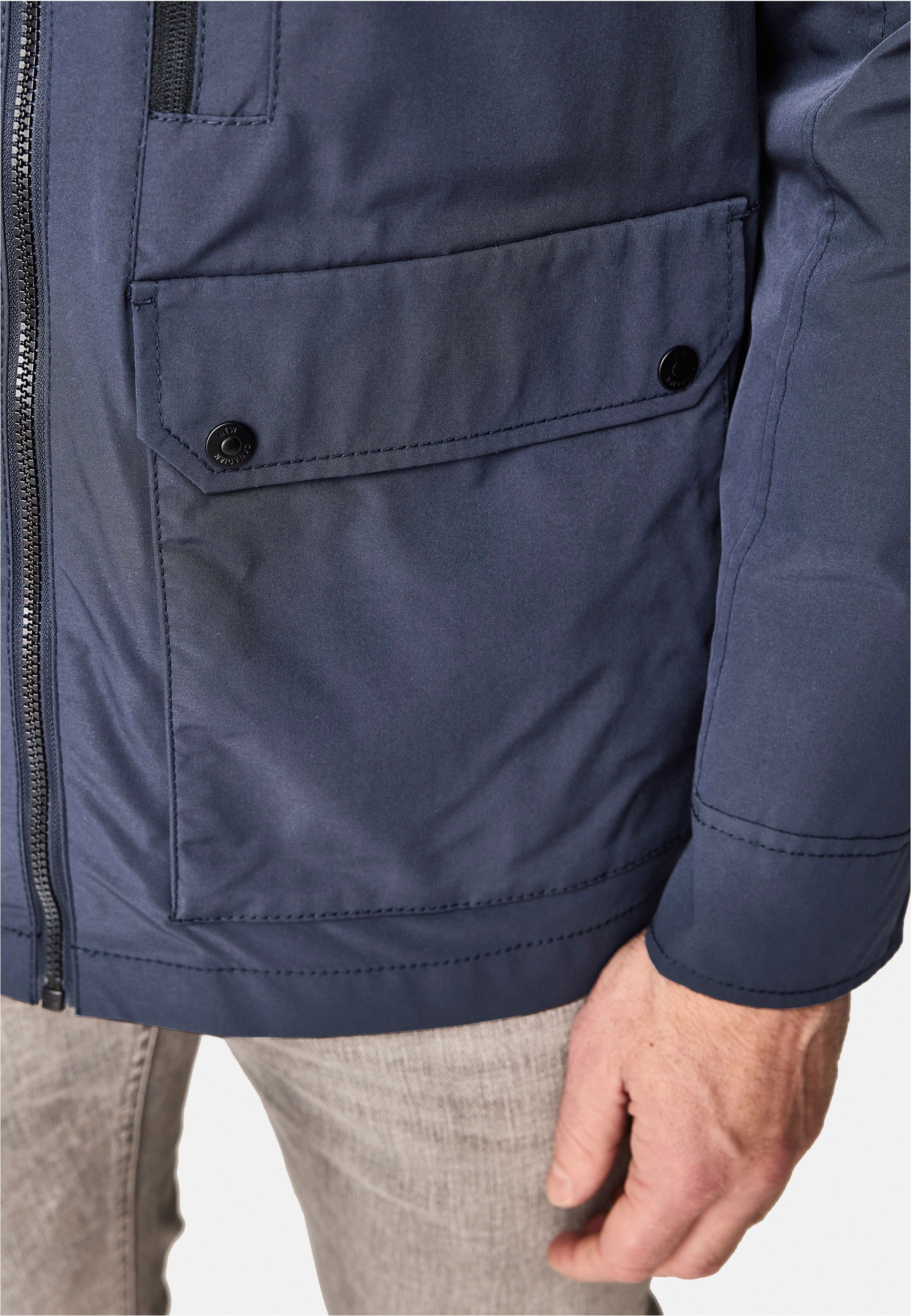 Outdoorjacke NEW CANADIAN "shape memory", Herren, Gr. 25, blau (dunkelblau), 100% Polyester, unifarben, normal, Jacken Outdoorjacke, mit praktischer Armtasche 3