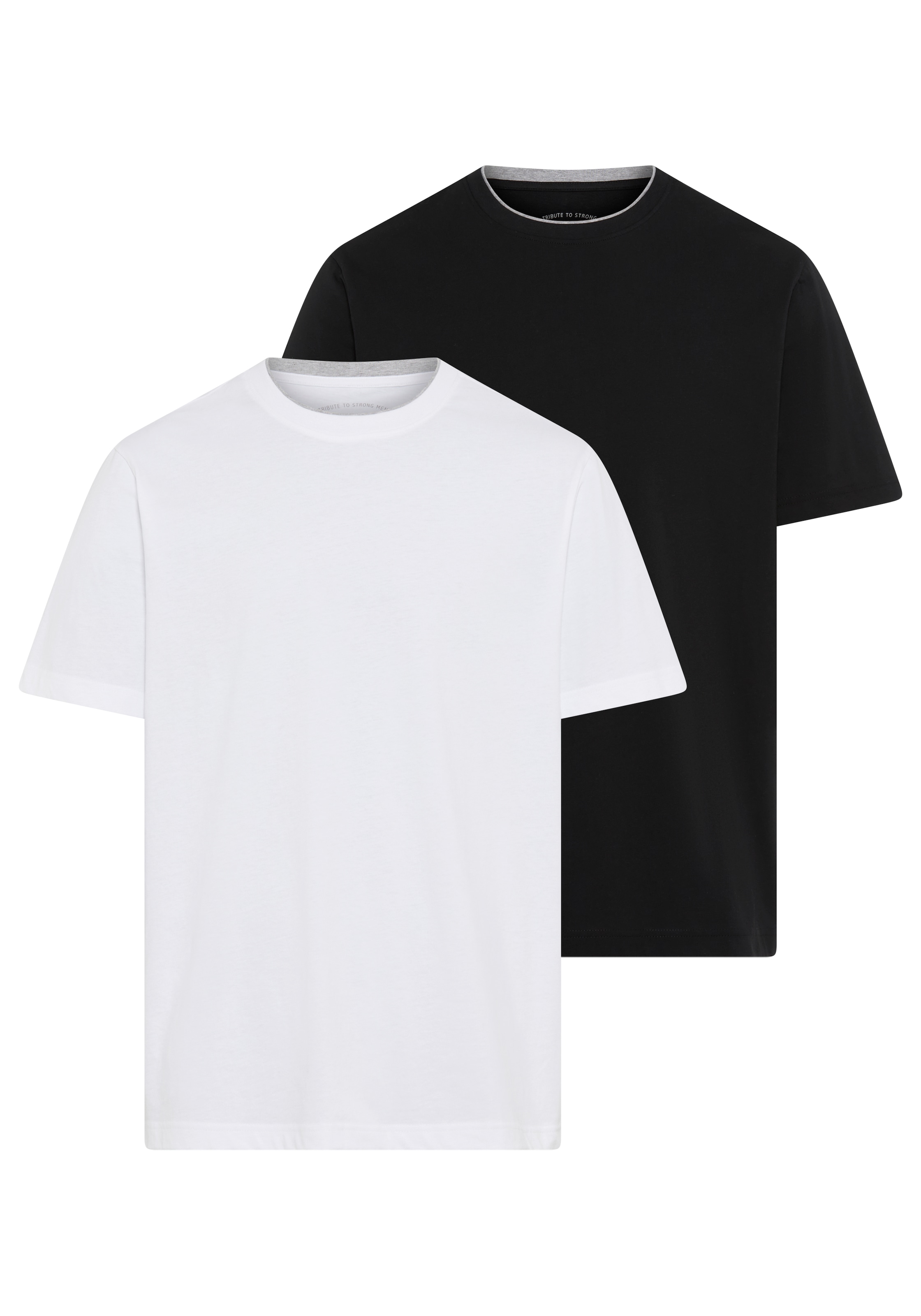 Mans World Rundhalsshirt "Neue Kollektion", (2-er Pack), mit kontrastfarbig günstig online kaufen