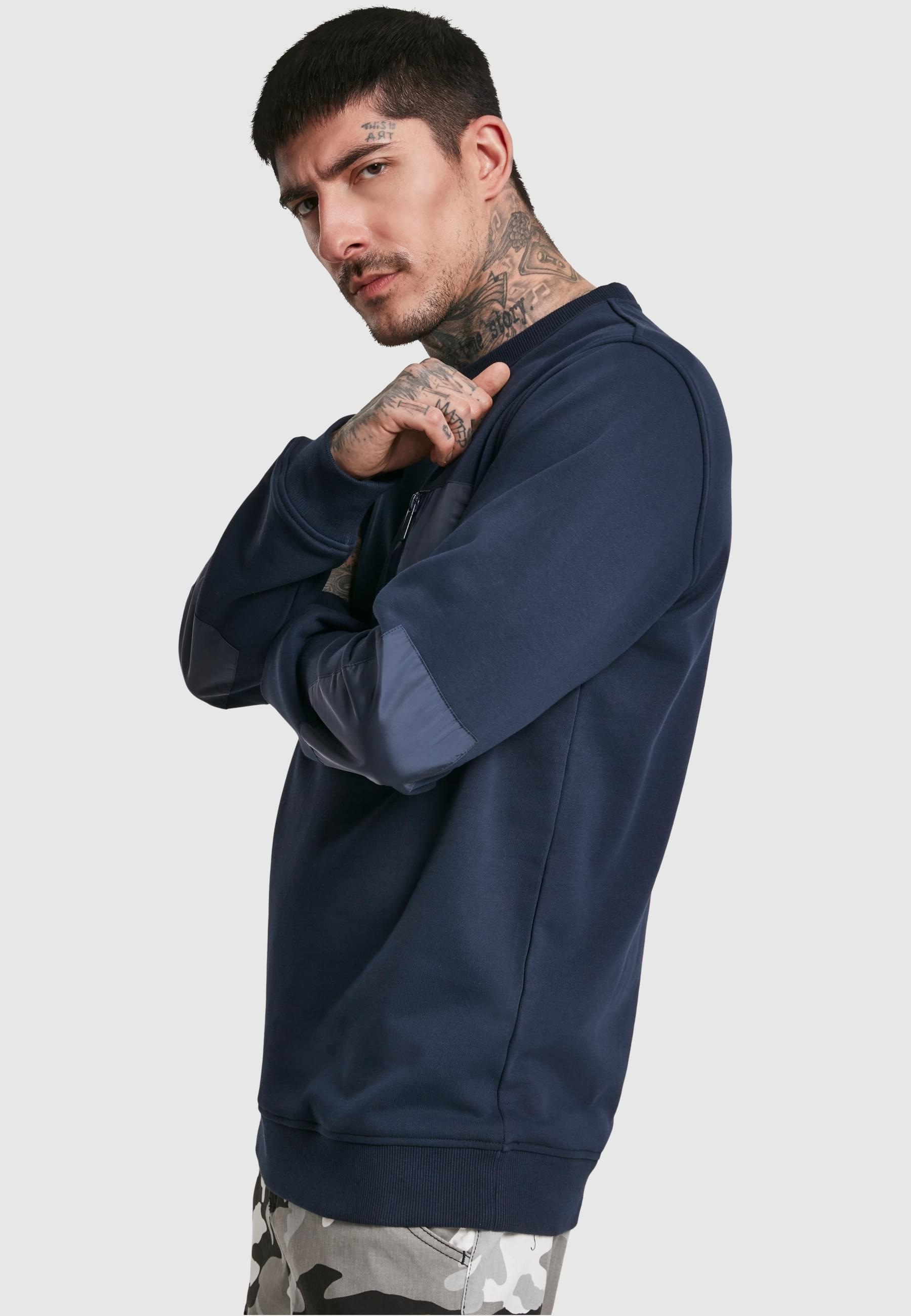 URBAN CLASSICS Rundhalspullover »Urban Classics Herren Military Crew«, (1 tlg.)