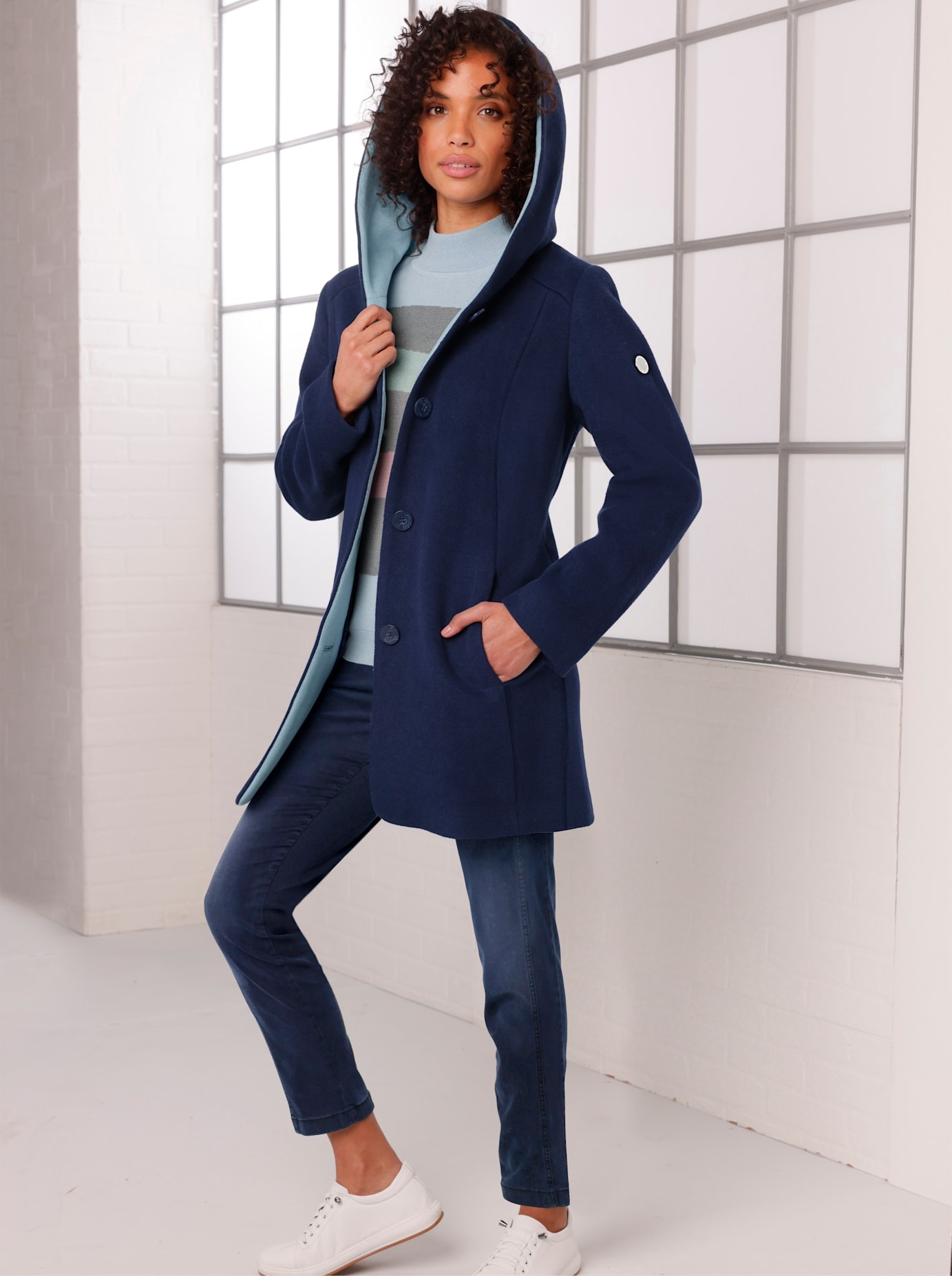 CREATION L PREMIUM Langjacke, mit Kapuze günstig online kaufen