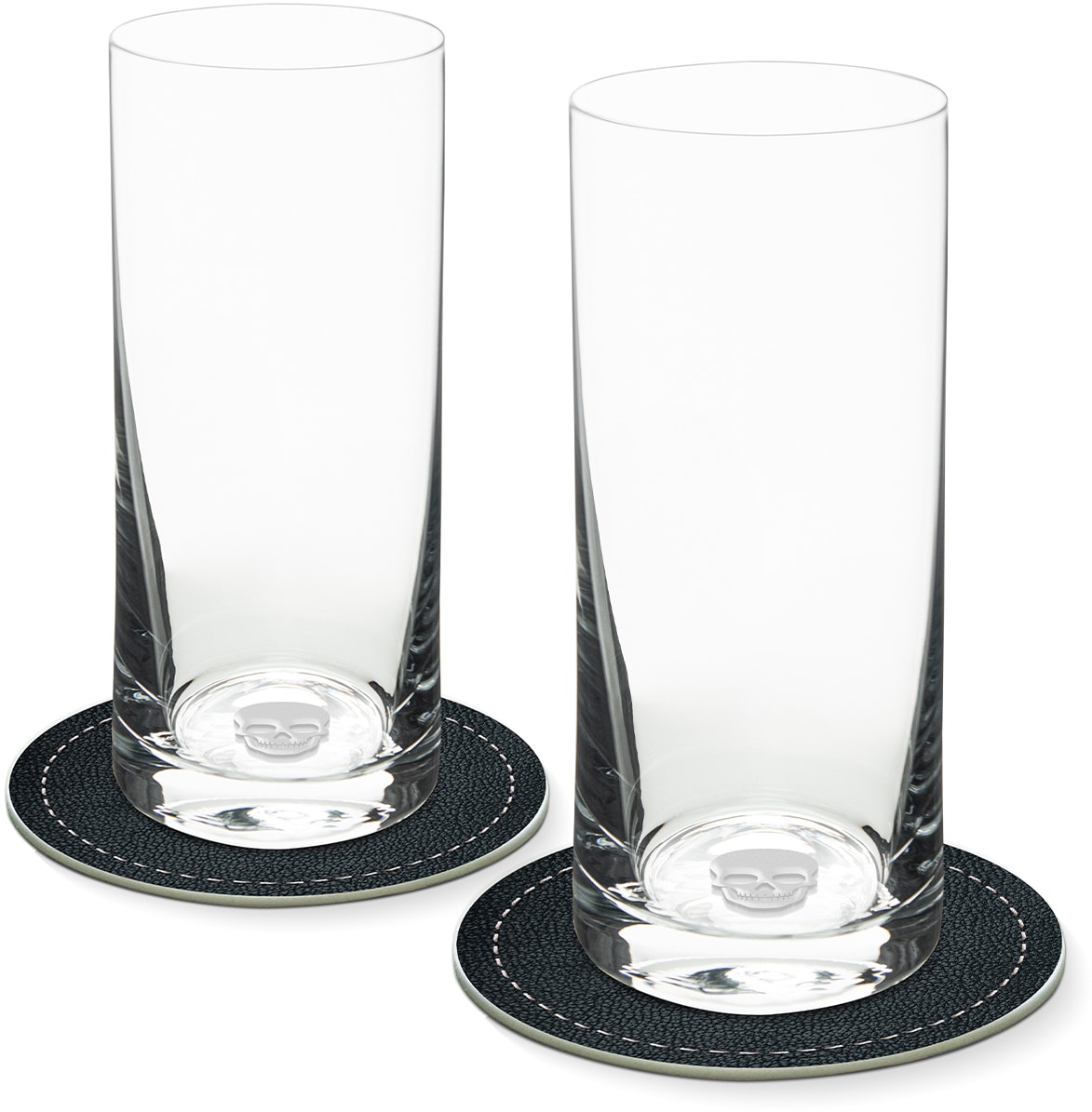 Contento Longdrinkglas, (Set, 4 tlg., 2 Longdrinkgläser und 2 Untersetzer)