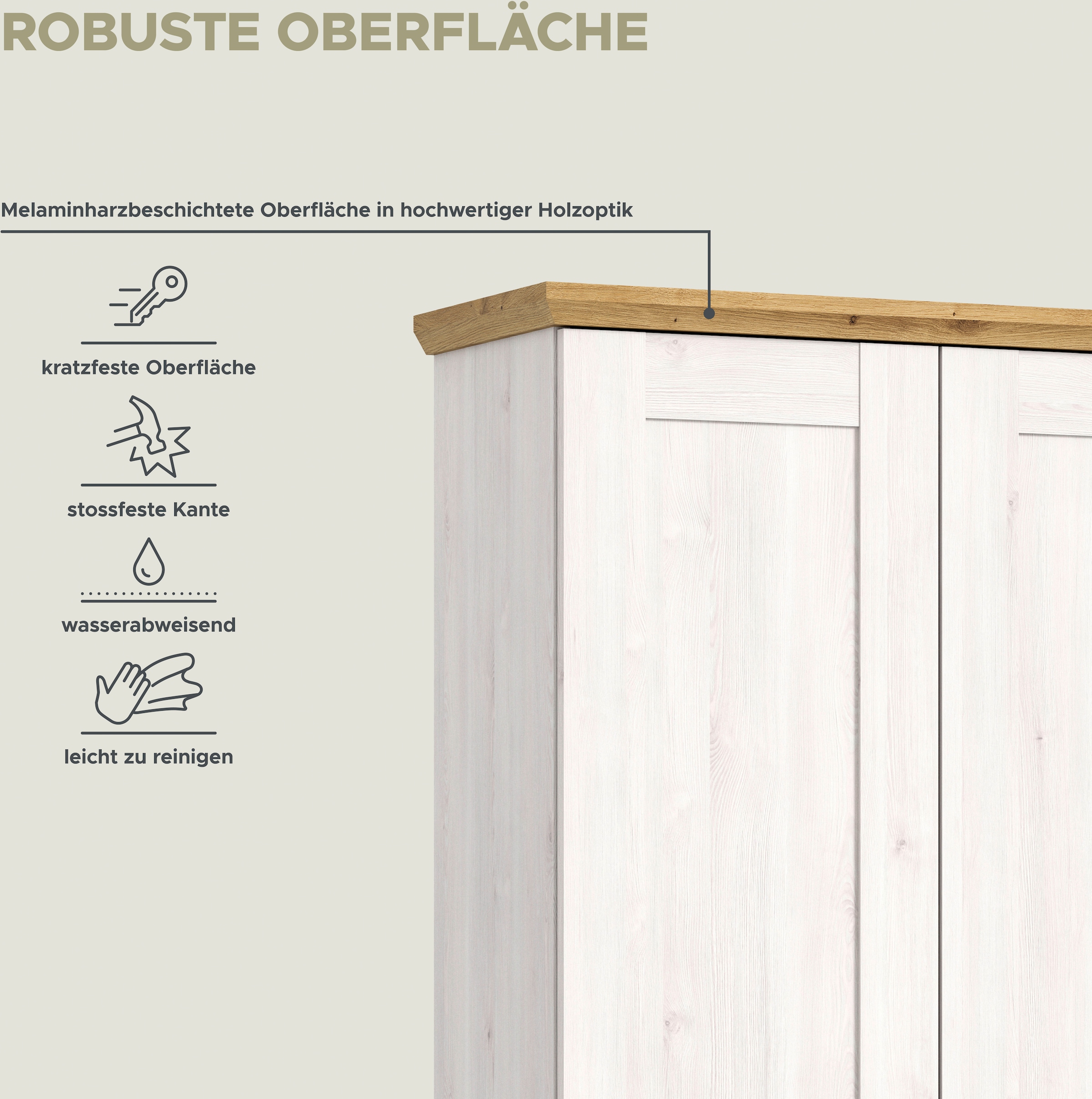 Home affaire Garderobenschrank »Cosenza, Höhe 196 cm, 2 Türen, 2 Einlegeböden, 1 Kleiderstange«, Hochschrank, Stauraumschrank, Schrank, Flurschrank, Dielenschrank