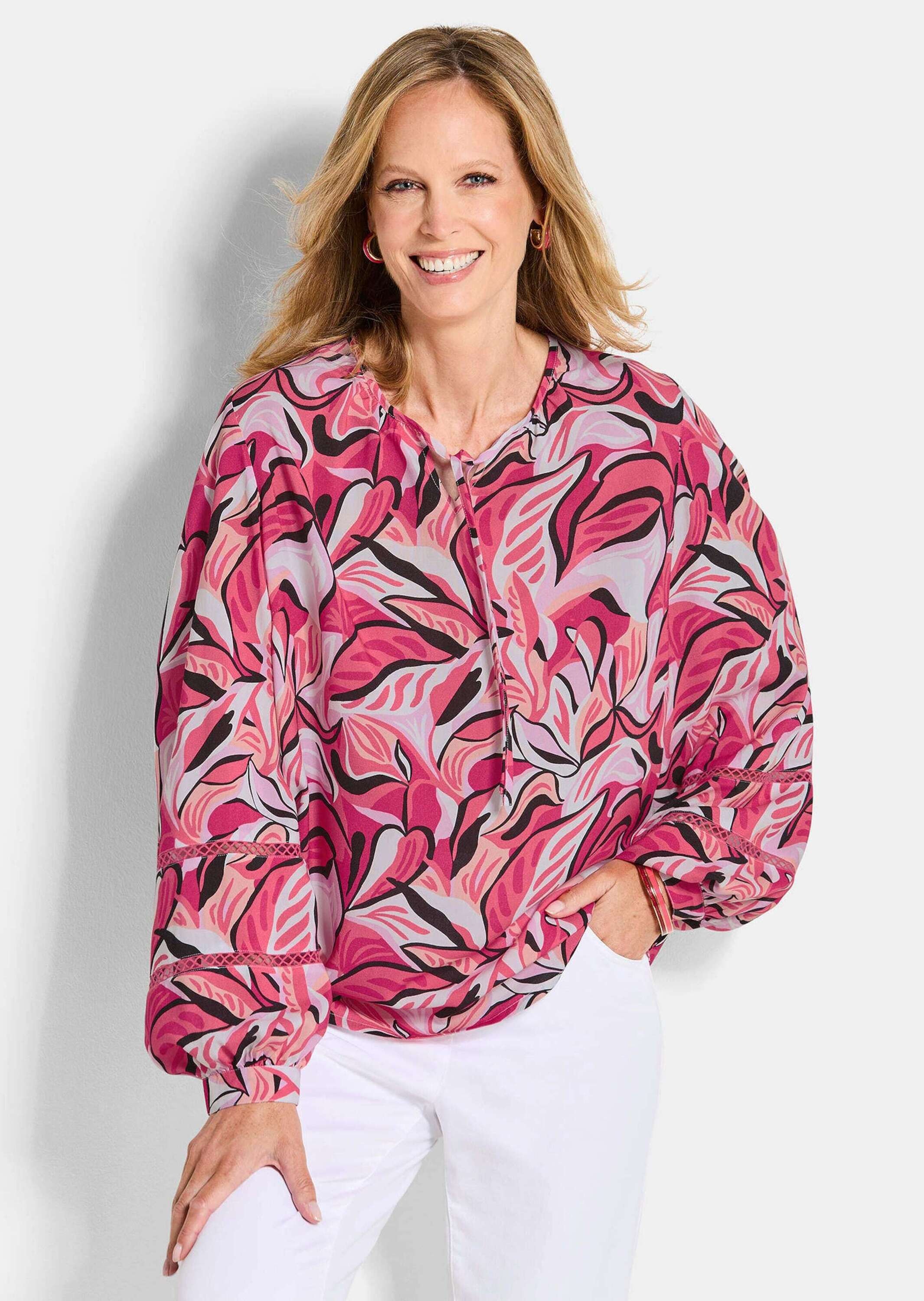 Thumbnail - GOLDNER Kurzarmbluse "Kurzgröße Viskose-Bluse mit Statement-Ärmeln"