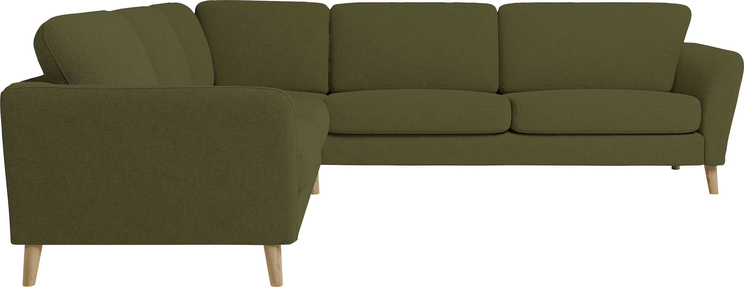 OTTO home Ecksofa »MARSEILLE 278/278 cm, L-Form, Webstoff, Flachgewebe, Filzoptik« gleichschenklig, aus Eiche-Massivholz Beinen, verschiedene Bezüge