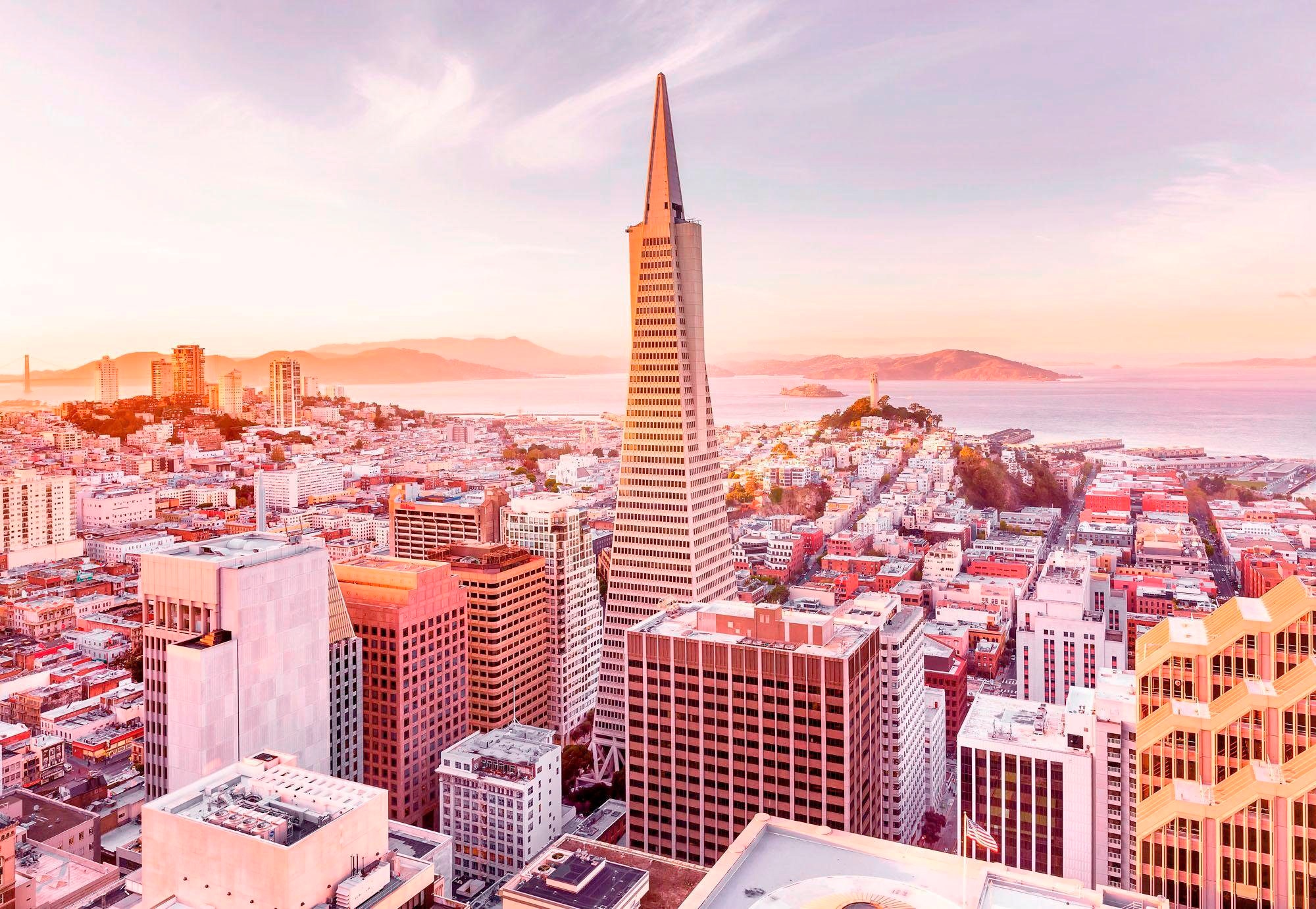 KOMAR Fototapete "San Francisco Morning - Größe 368 x 254 cm", B/L: 368mm x 254mm, Rollen: 8 St., bunt, Schlafzimmer, Tapeten, Wohnzimmer,