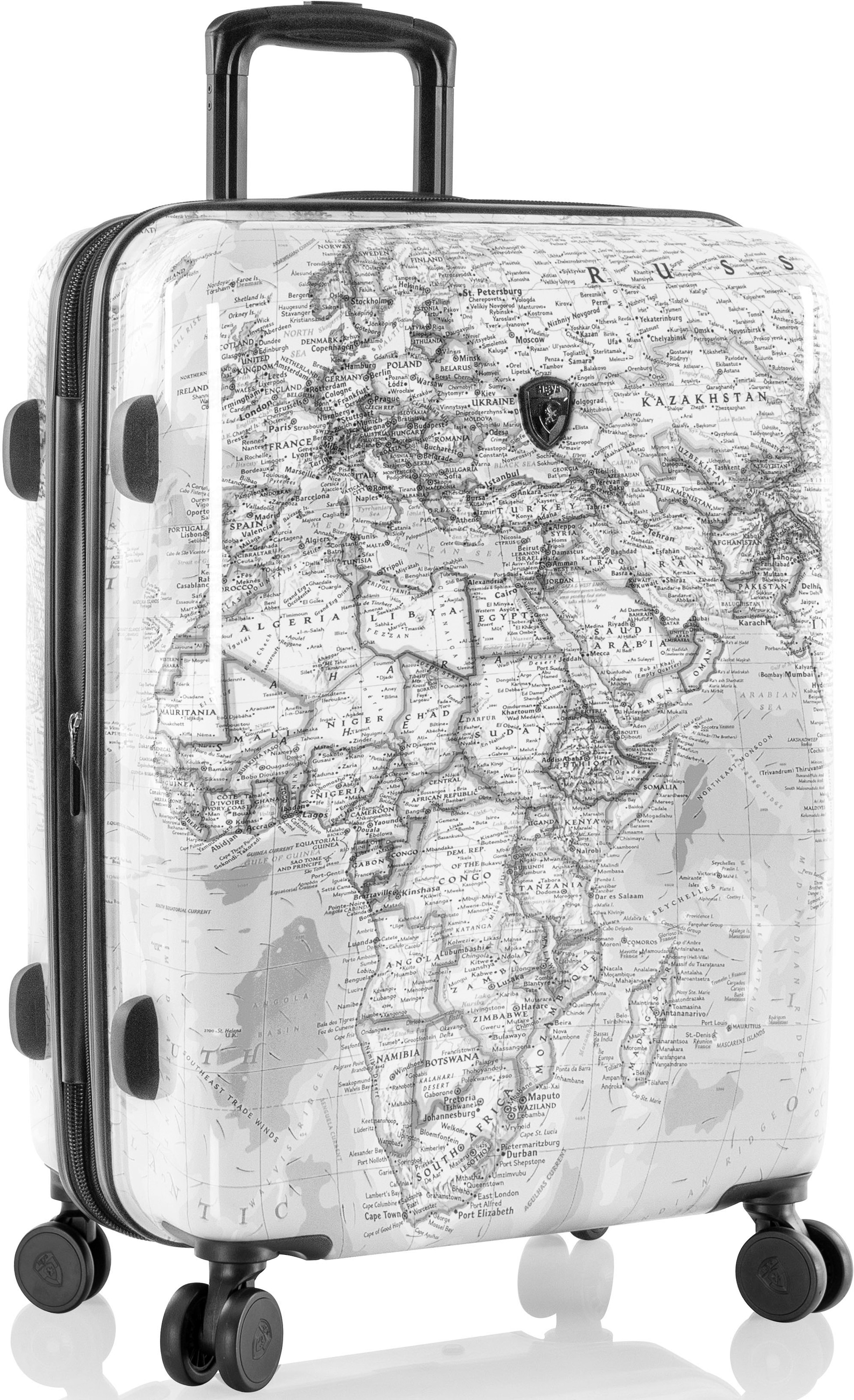 Heys Hartschalen-Trolley »Journey 3G schwarz/weiß, 66 cm«, 4 Rollen, Reisegepäck Koffer mittel groß TSA Schloss Volumenerweiterung