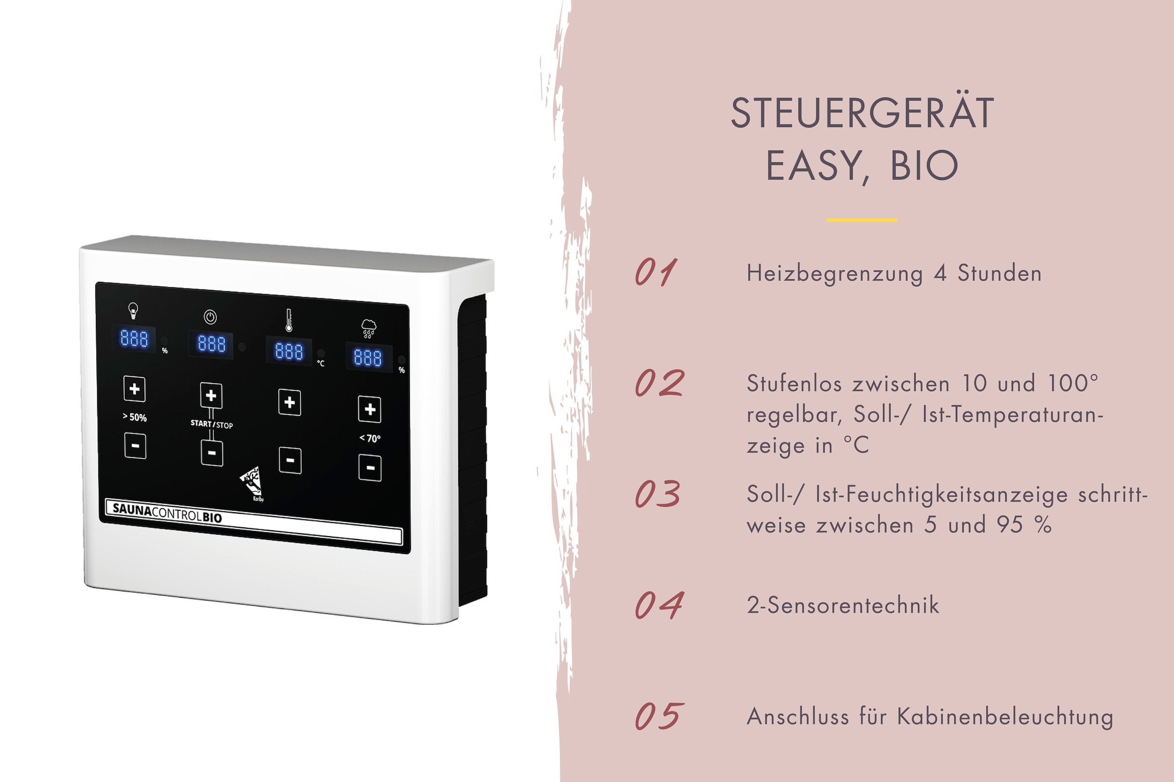 Karibu Saunahaus »Tammo 1B«, Ofen 9 kW Bio ext. Strg.